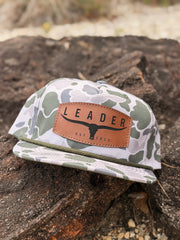 Leader Snapback Cap in Green Old School Camo
