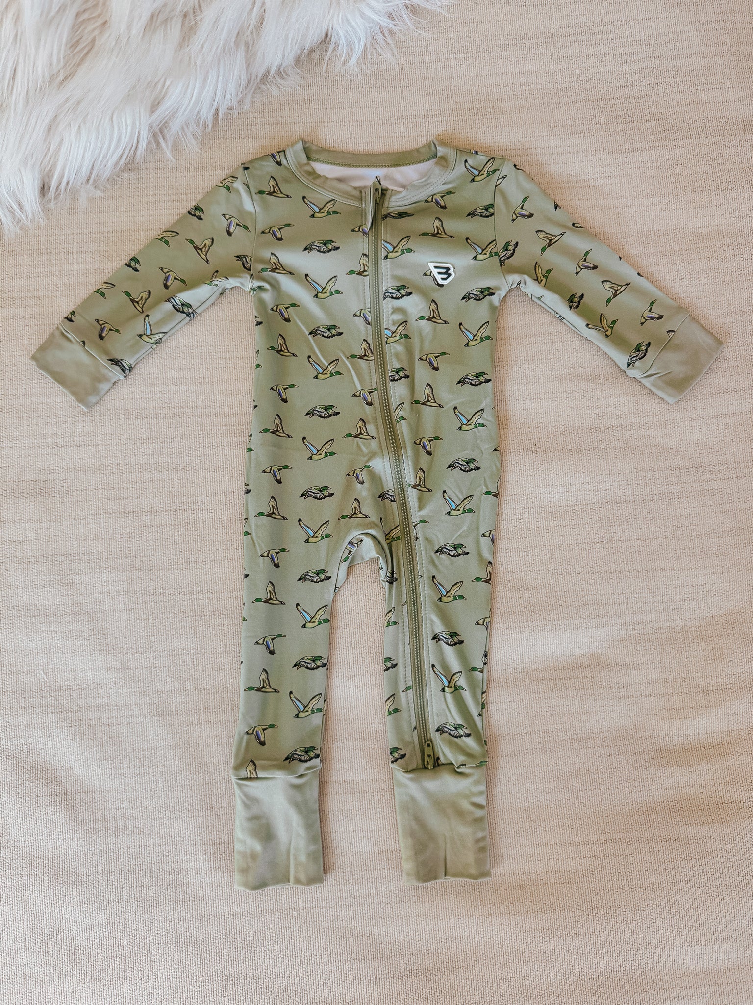 Baby Burlebo Zip Up - Flying Ducks Green