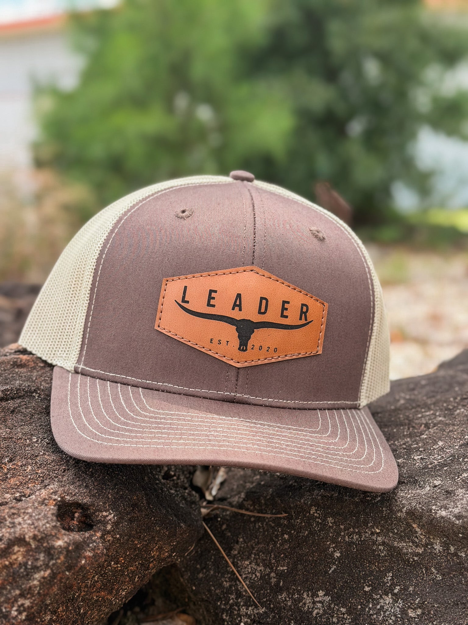 Leader Snapback Cap in Brown/Tan
