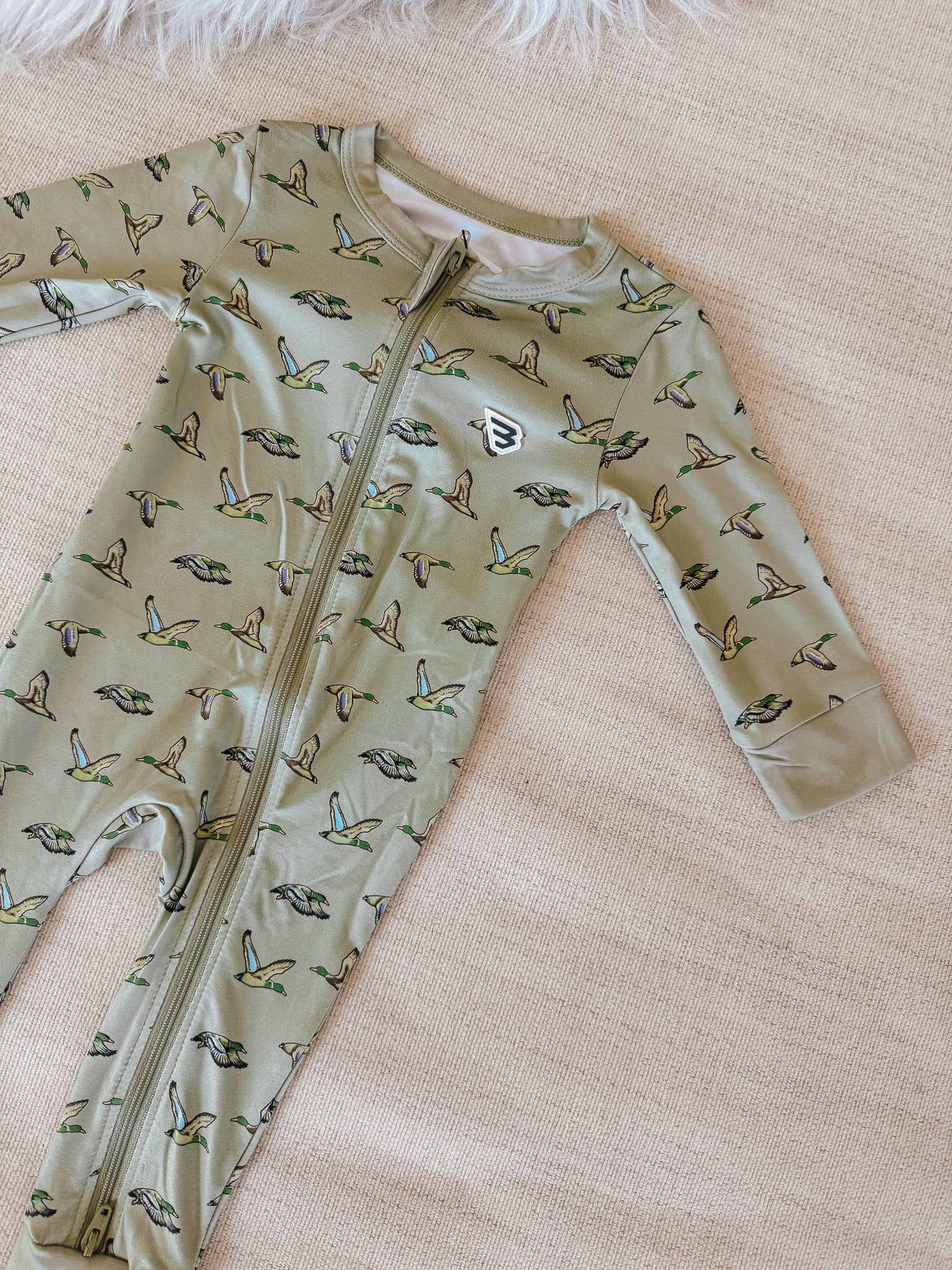 Baby Burlebo Zip Up - Flying Ducks Green