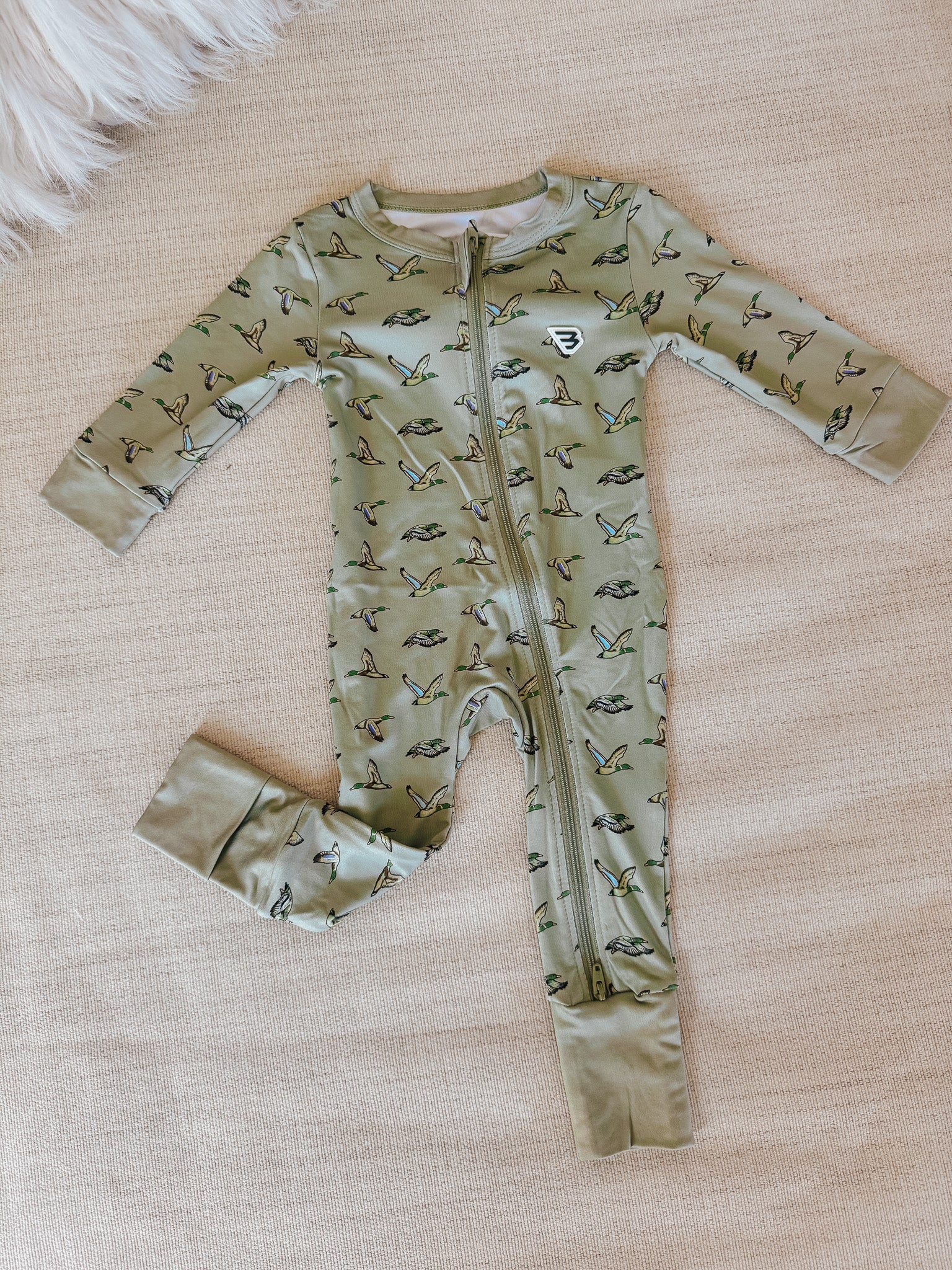Baby Burlebo Zip Up - Flying Ducks Green