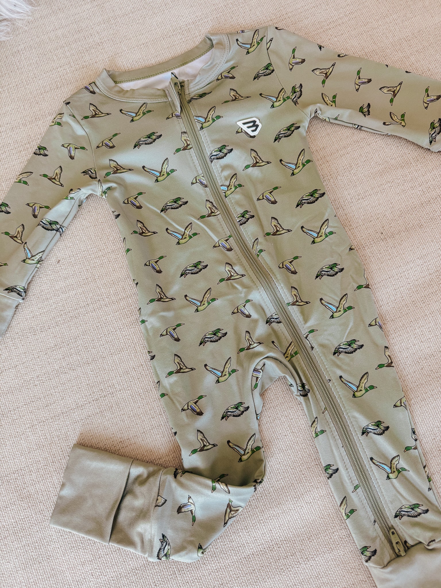 Baby Burlebo Zip Up - Flying Ducks Green