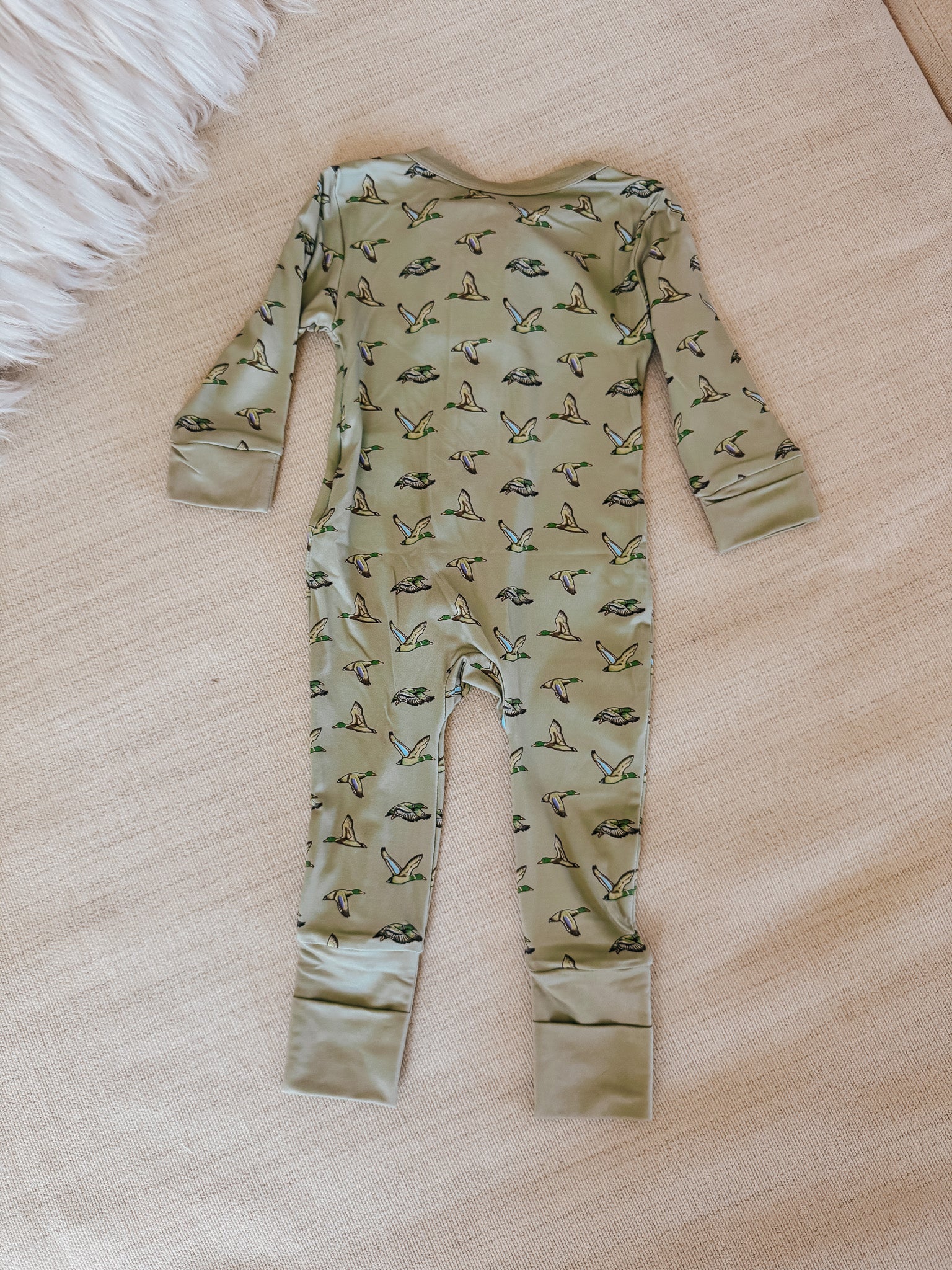 Baby Burlebo Zip Up - Flying Ducks Green
