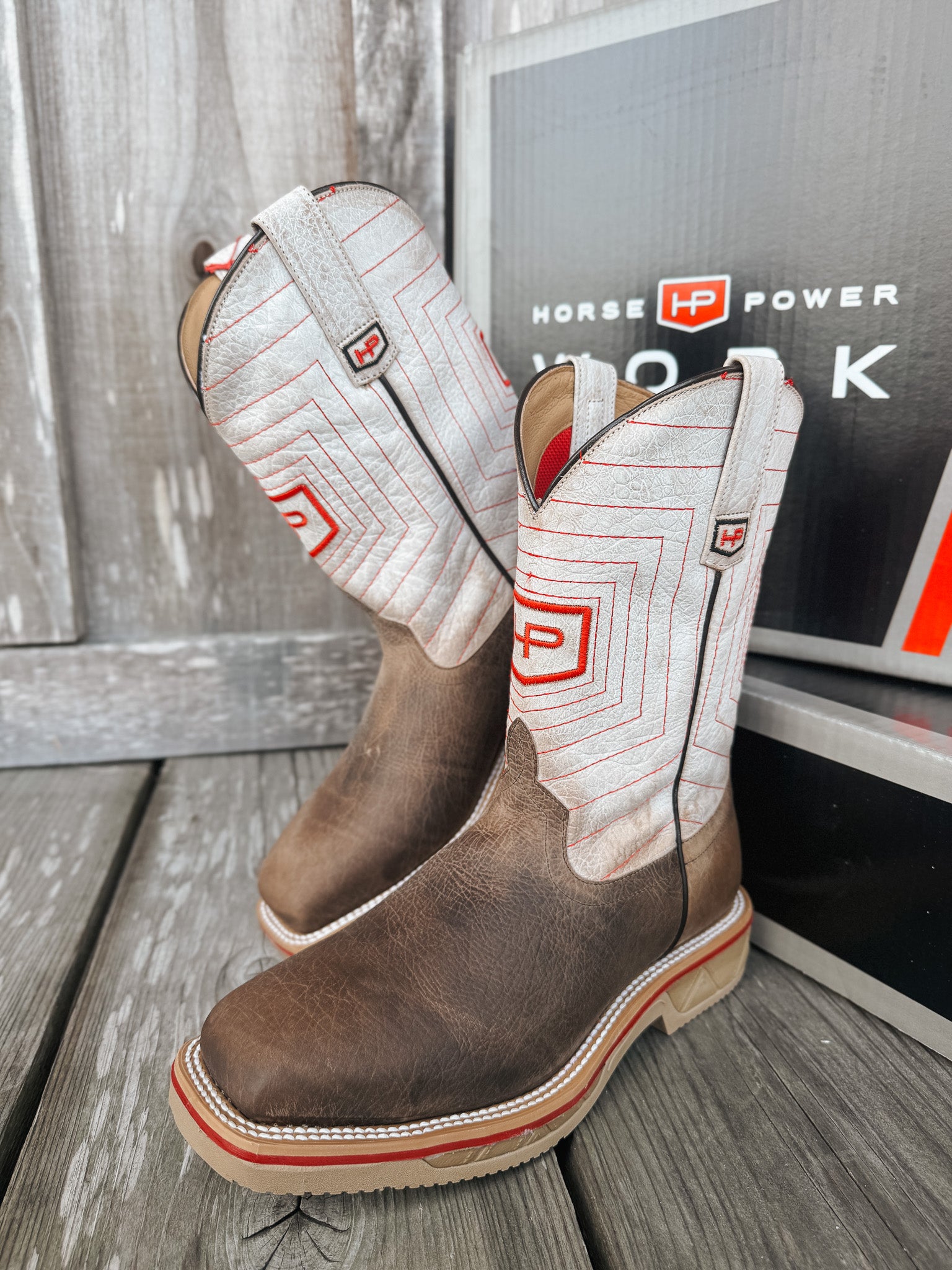 Men's Horse Power Earth Distressed Bison Steel Toe Work Boots