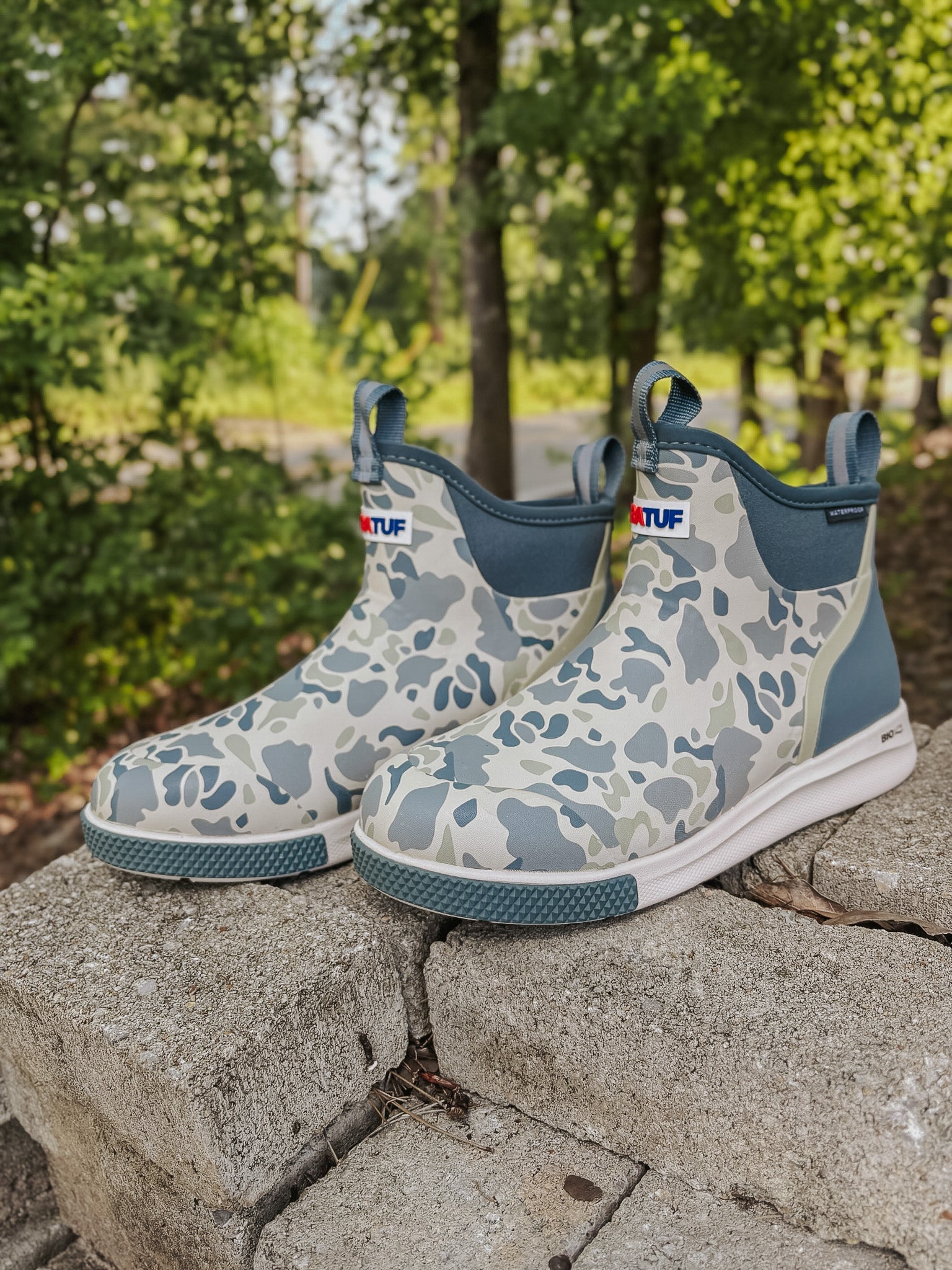 Men's Xtratuf Sport Ankle Deck Boot in Stormy Duck Camo
