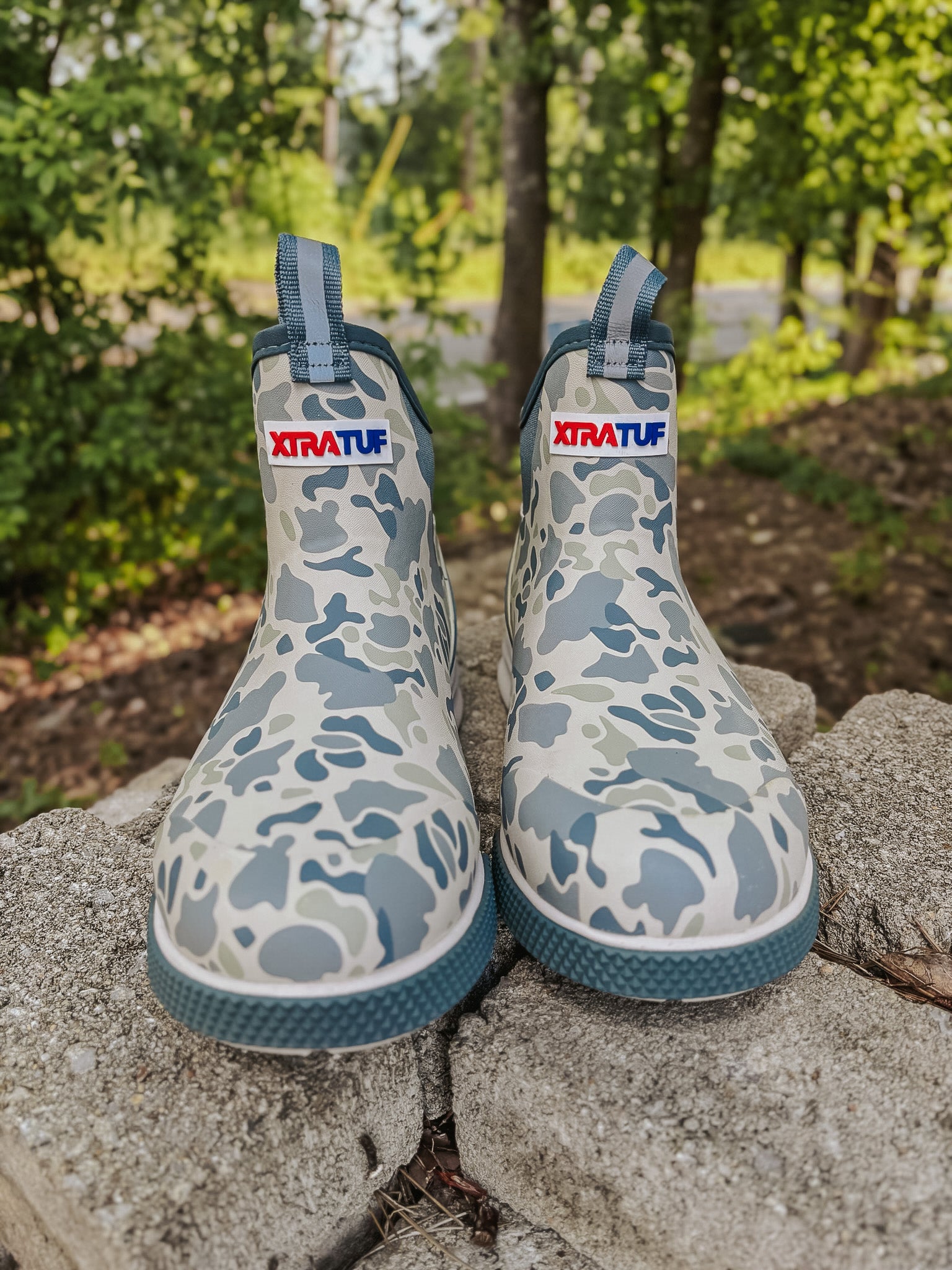 Men's Xtratuf Sport Ankle Deck Boot in Stormy Duck Camo