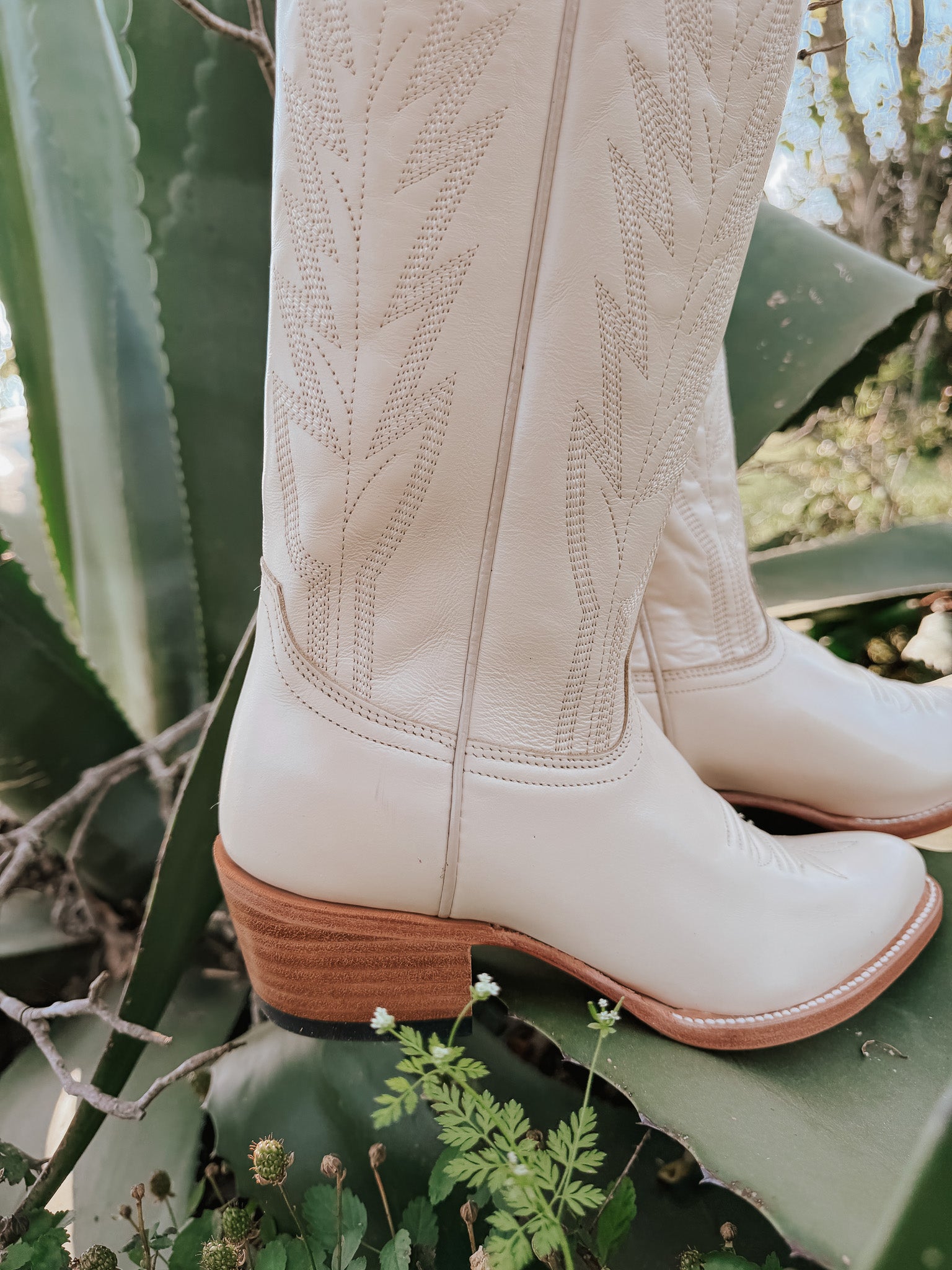Macie Bean Spacey Gracey Crema para mujer de 15 pulgadas. Bota con punta de almendra