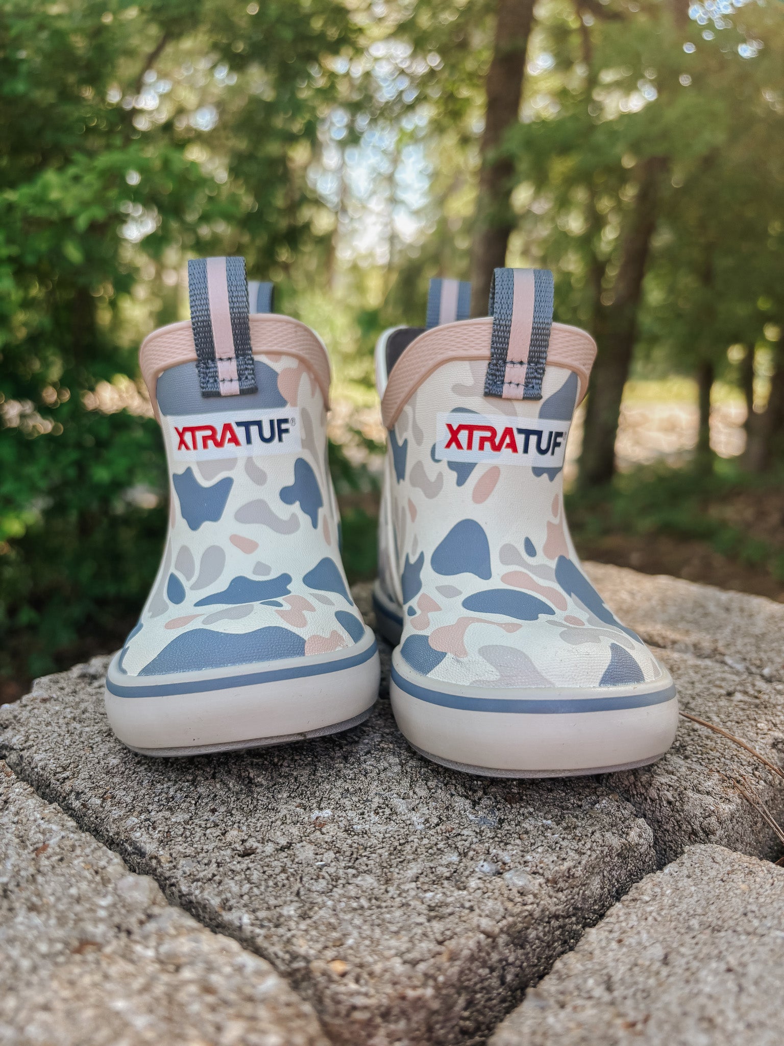 Kid's Xtratuf Ankle Deck Boots in Ivory Duck Camo