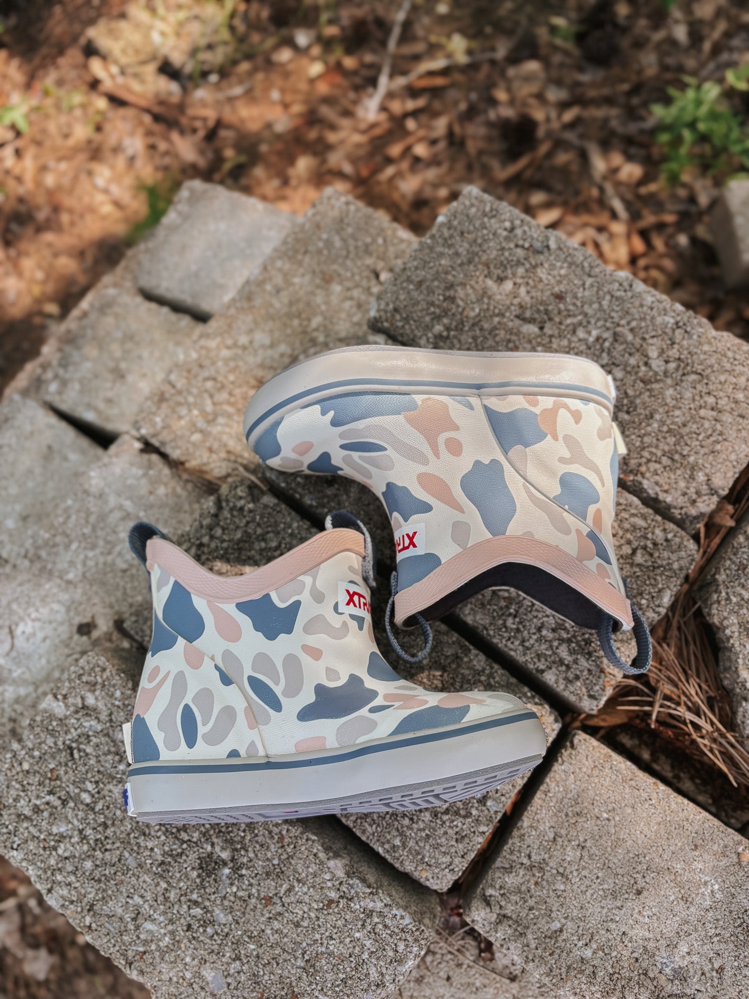 Kid's Xtratuf Ankle Deck Boots in Ivory Duck Camo
