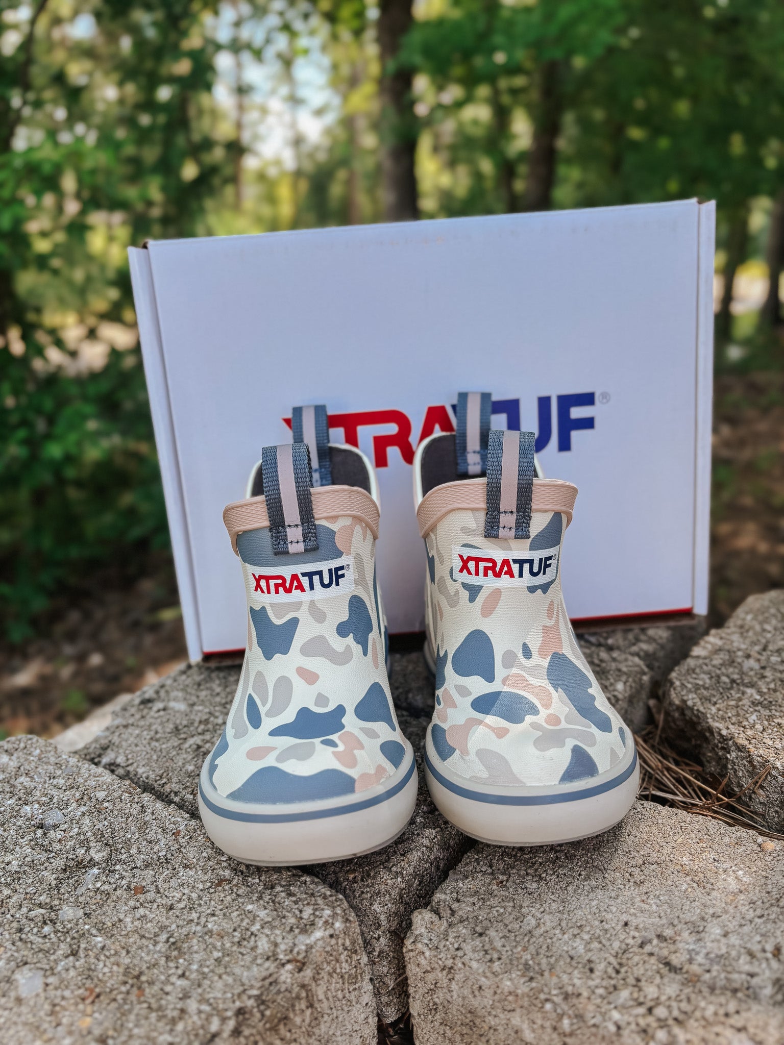 Kid's Xtratuf Ankle Deck Boots in Ivory Duck Camo