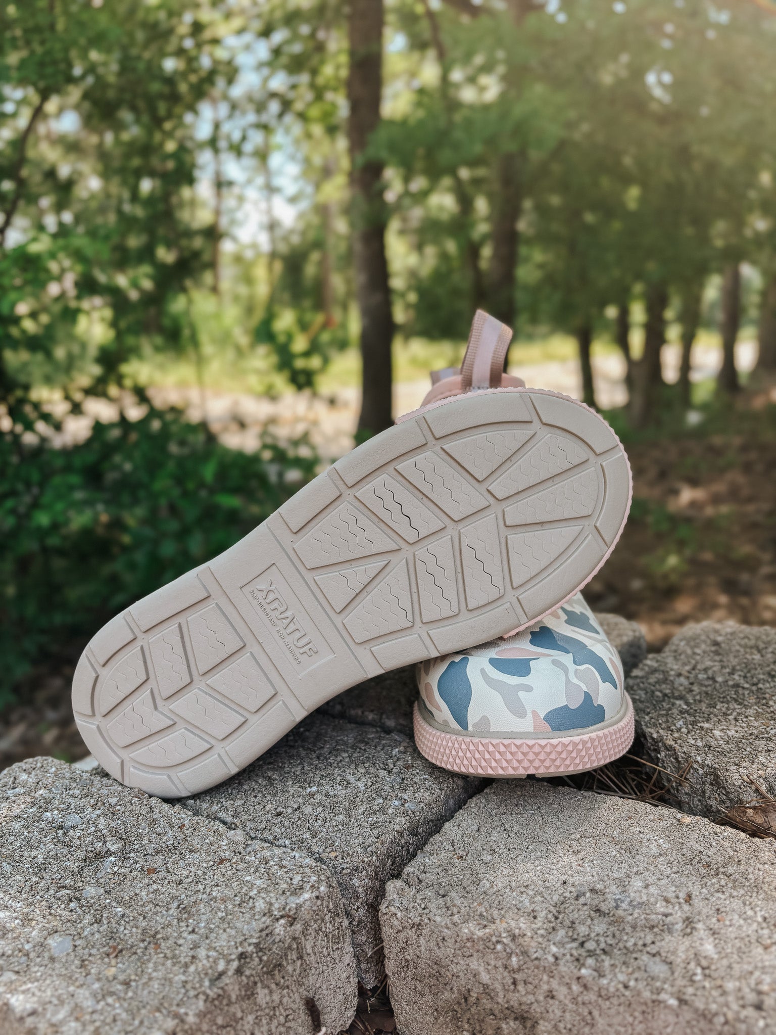 Women's Xtratuf Sport Ankle Deck Boot in Ivory Duck Camo