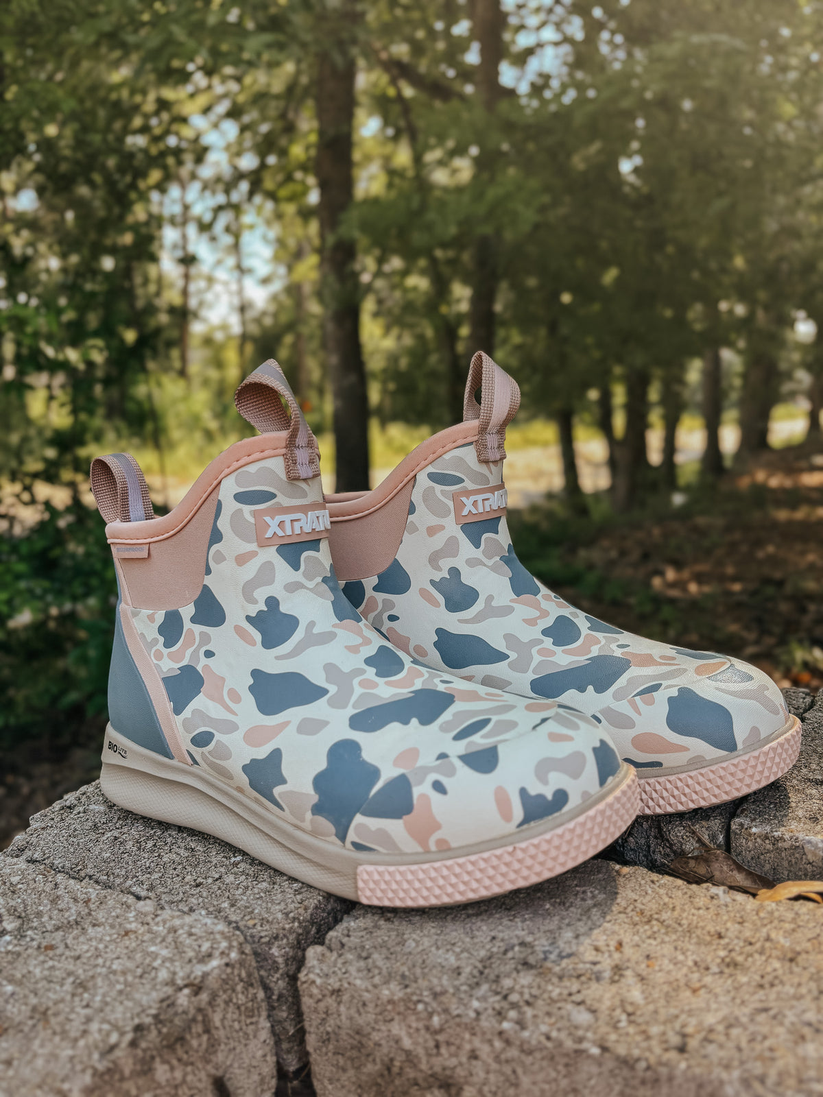 Women's Xtratuf Sport Ankle Deck Boot in Ivory Duck Camo