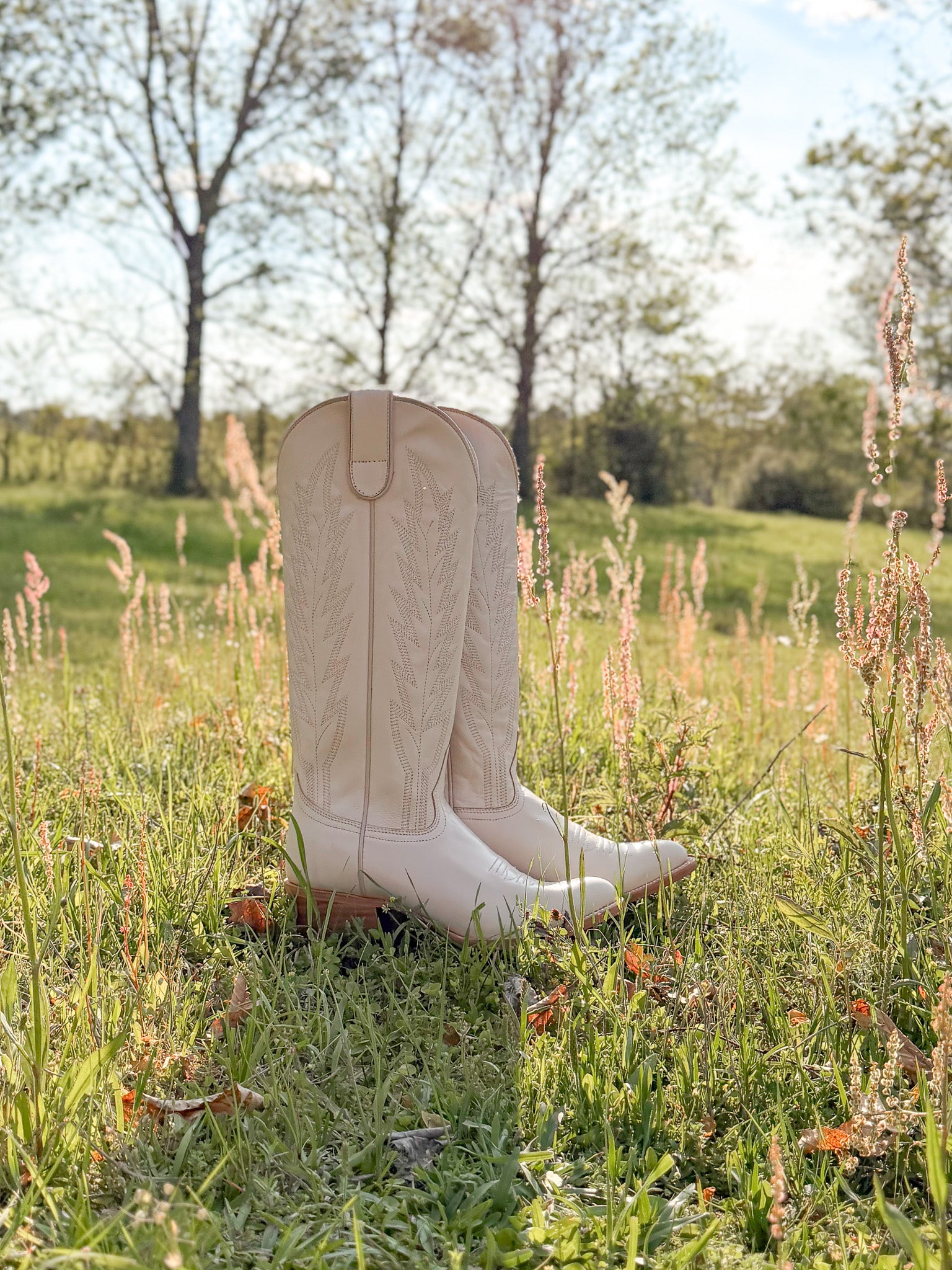 Macie Bean Spacey Gracey Crema para mujer de 15 pulgadas. Bota con punta de almendra