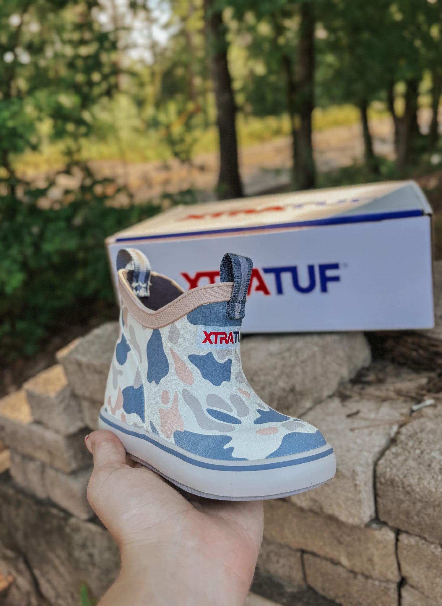 Kid's Xtratuf Ankle Deck Boots in Ivory Duck Camo