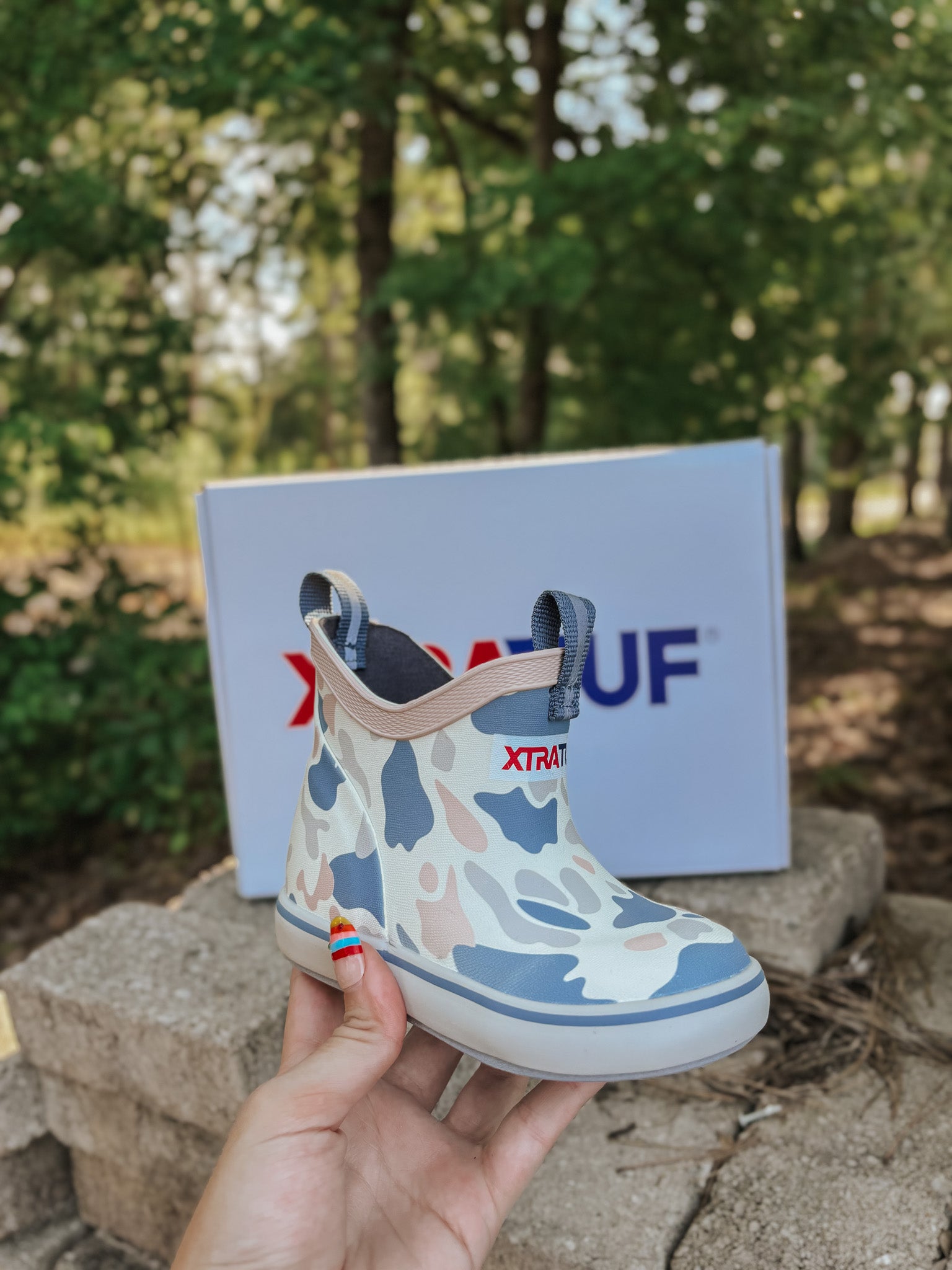 Kid's Xtratuf Ankle Deck Boots in Ivory Duck Camo