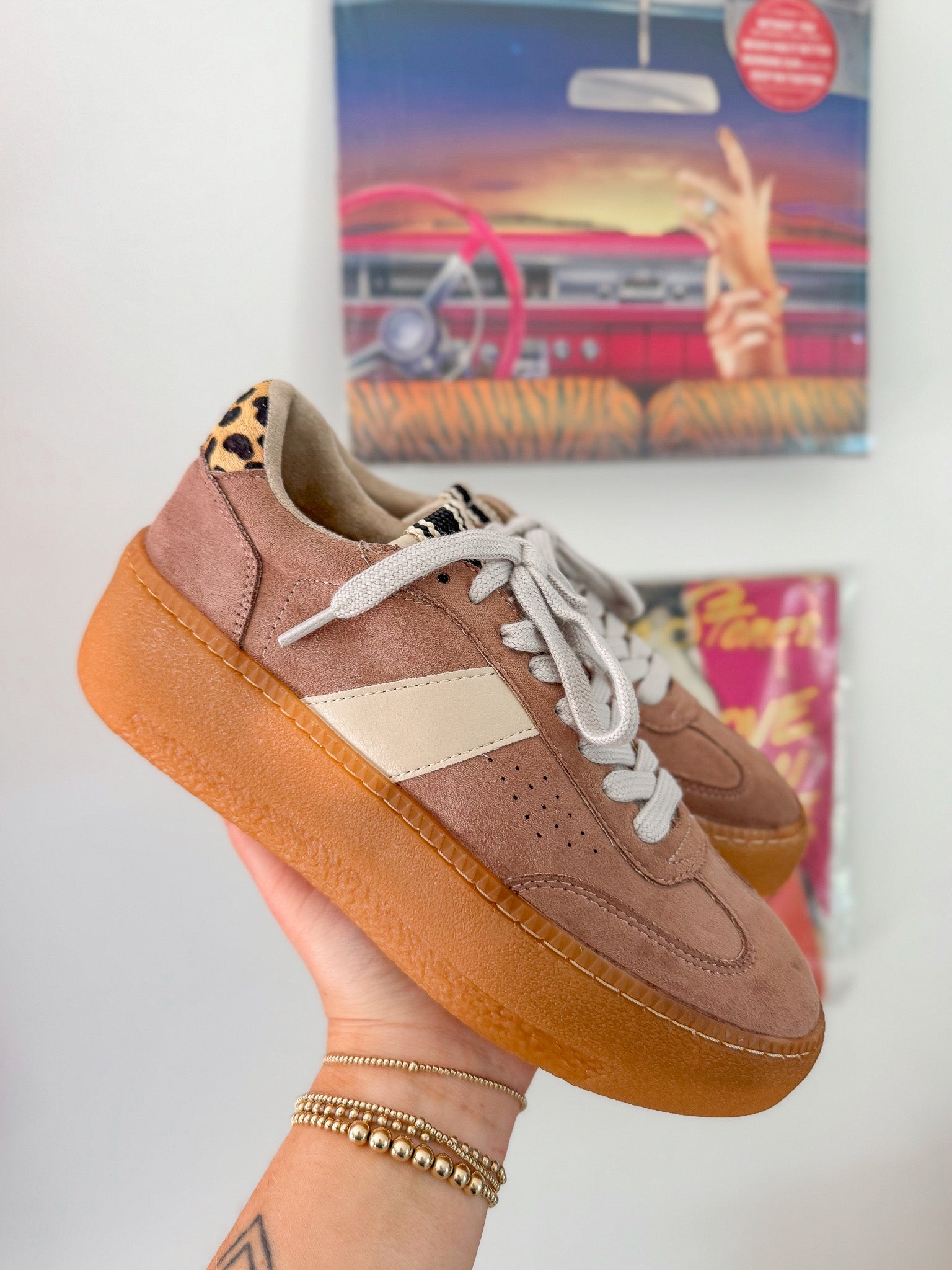 The Stacey Taupe Suede Sneakers