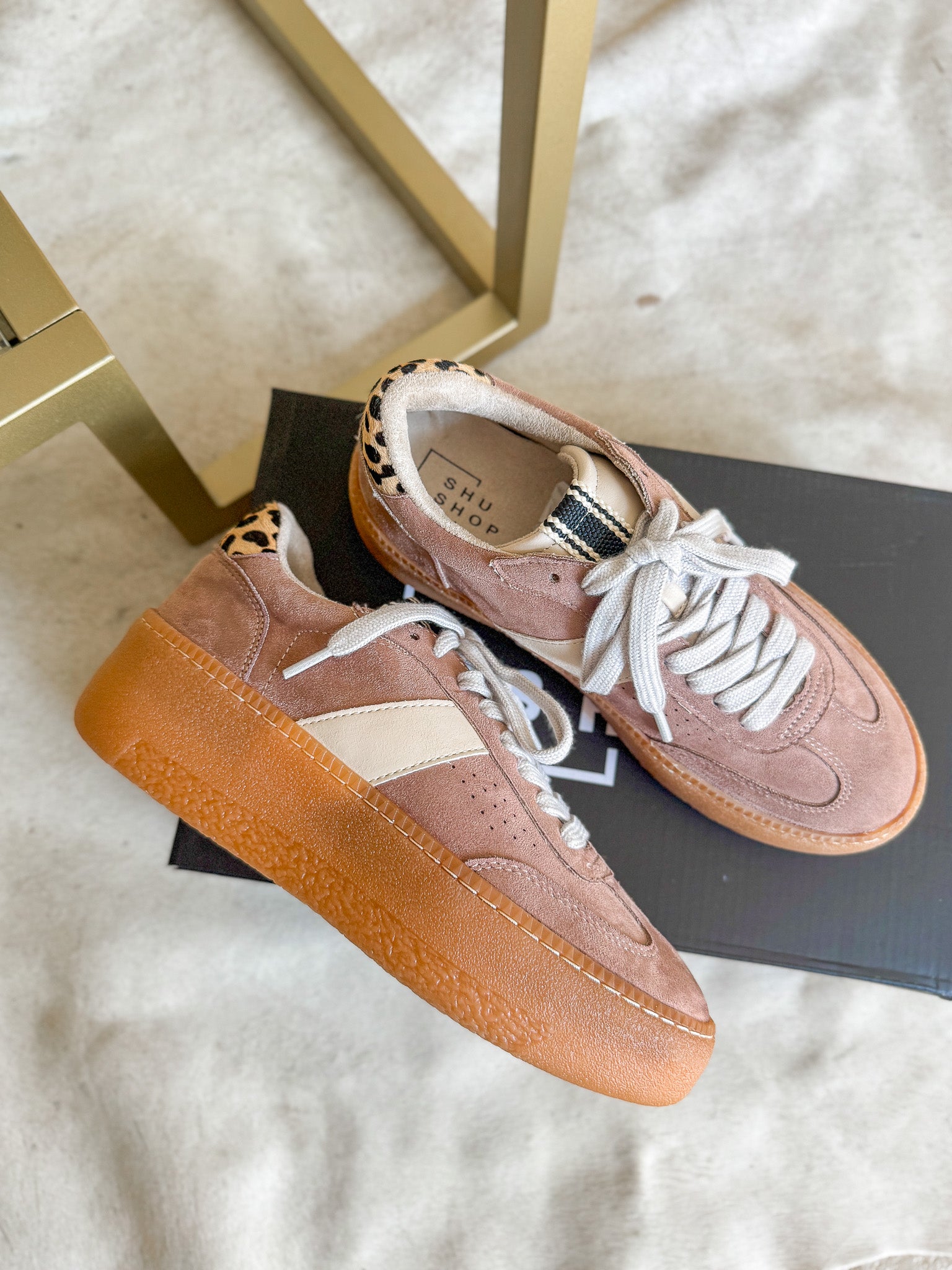 The Stacey Taupe Suede Sneakers