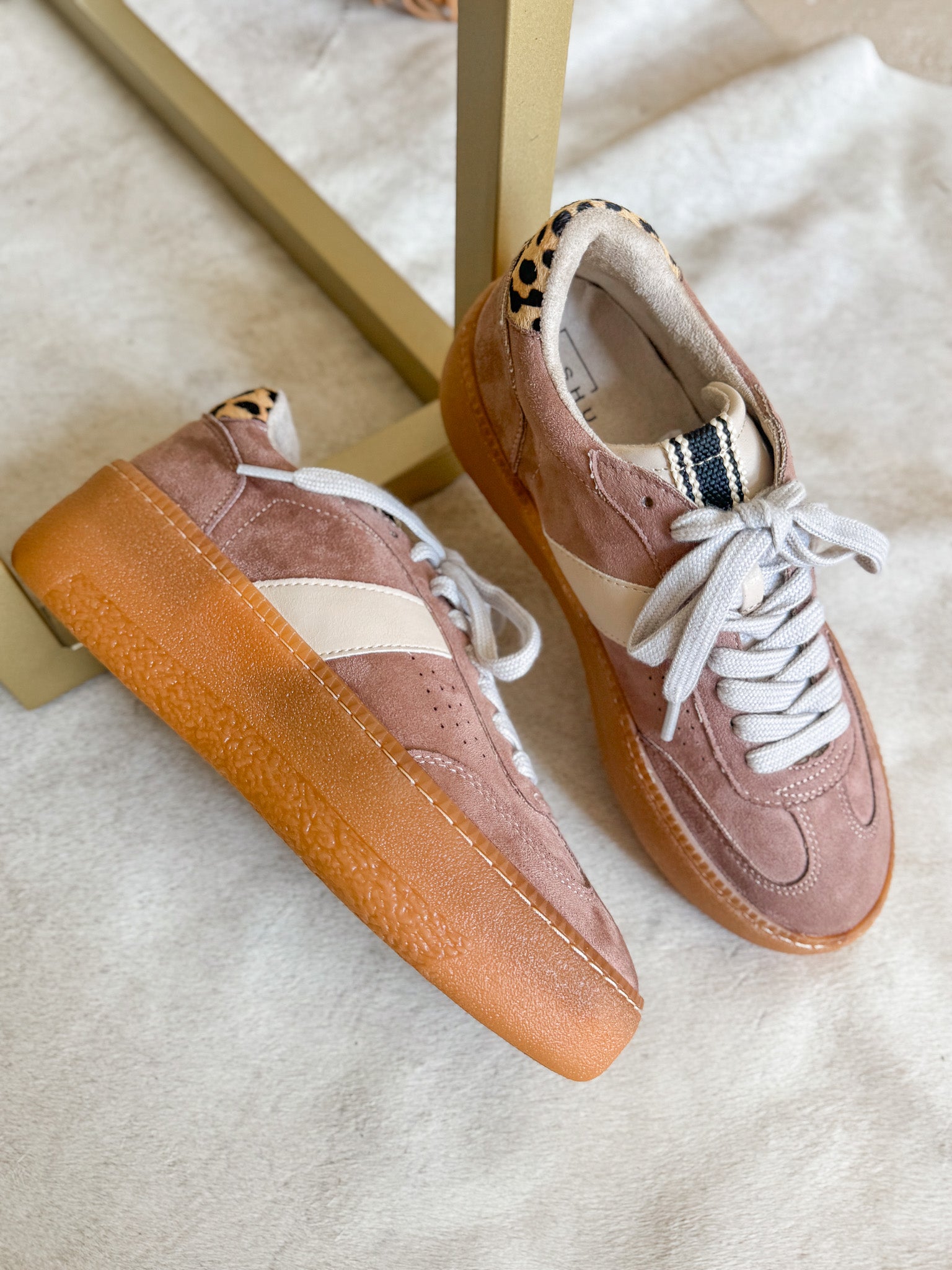 The Stacey Taupe Suede Sneakers