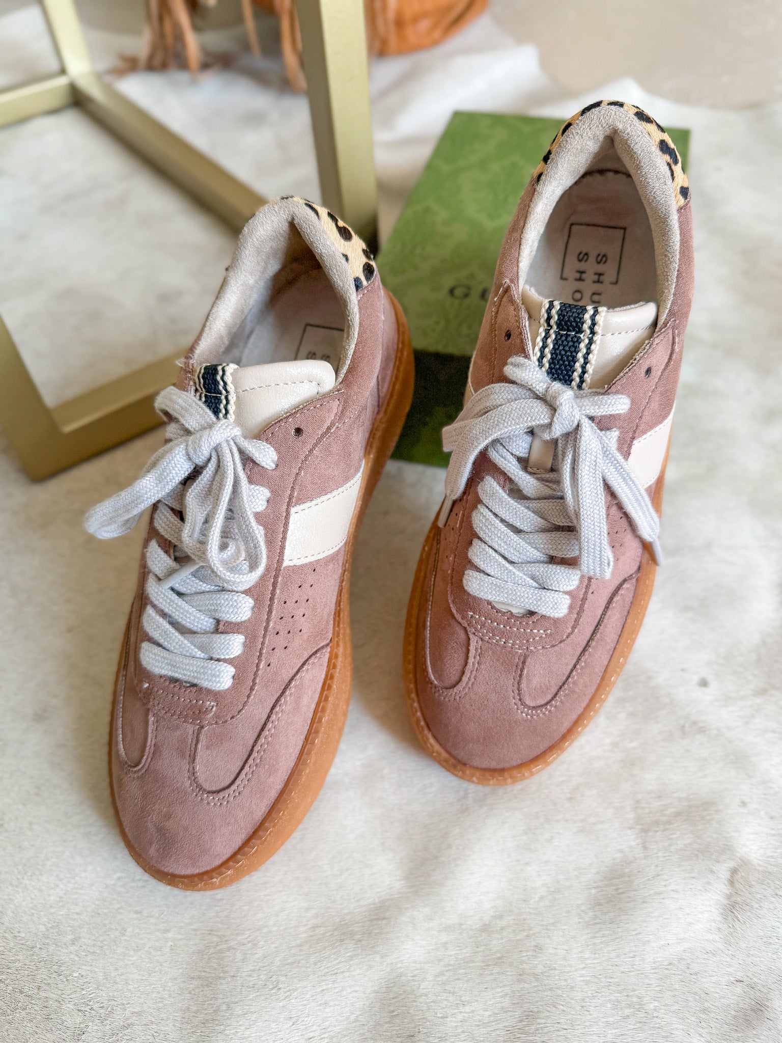 The Stacey Taupe Suede Sneakers
