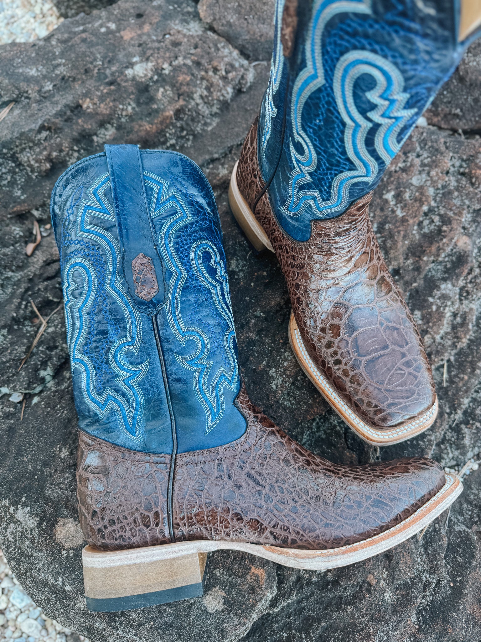 Men's Cowtown Brown Sea Turtle Print Leather Boots