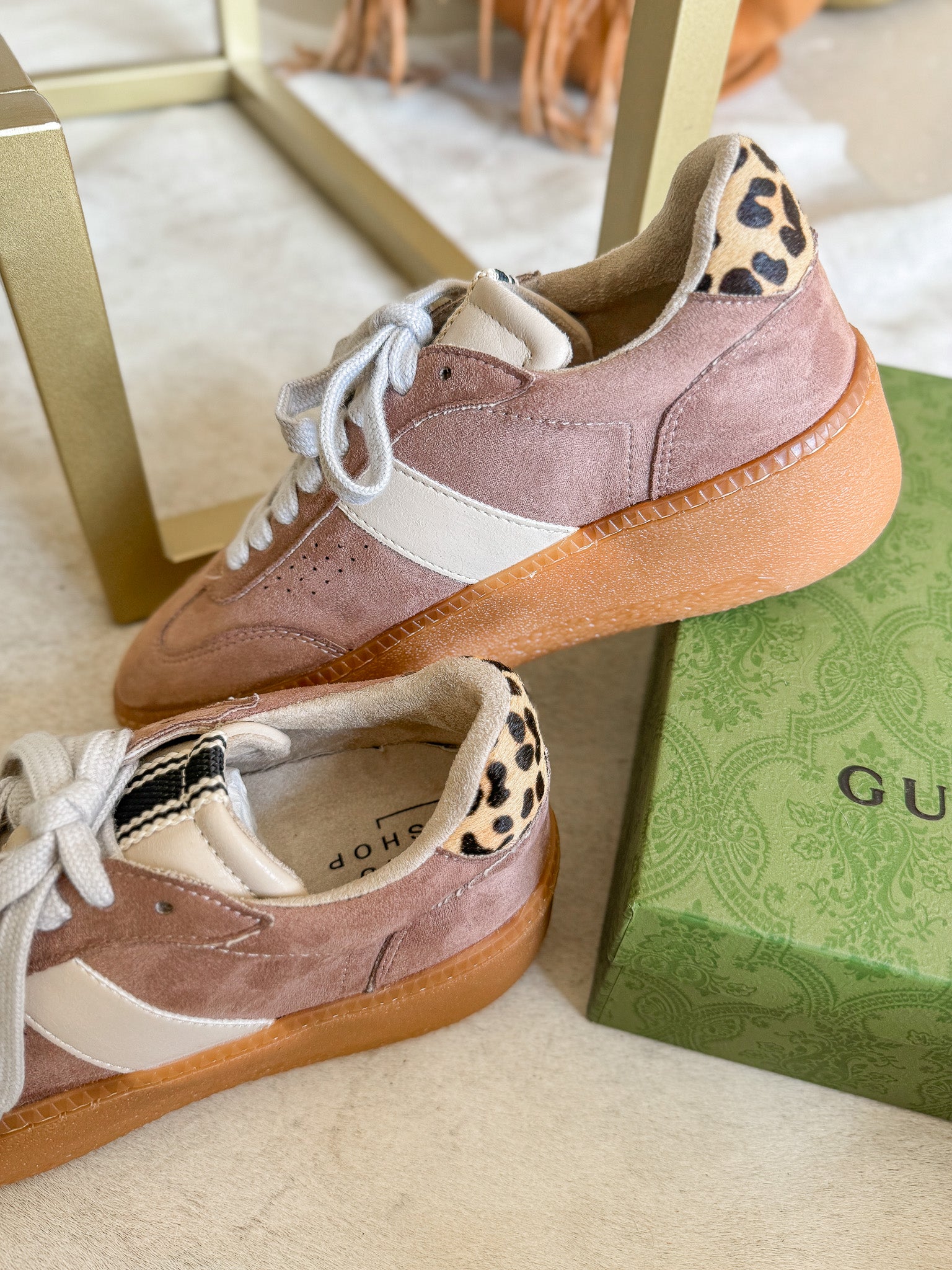 The Stacey Taupe Suede Sneakers