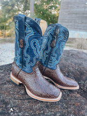 Men's Cowtown Brown Sea Turtle Print Leather Boots