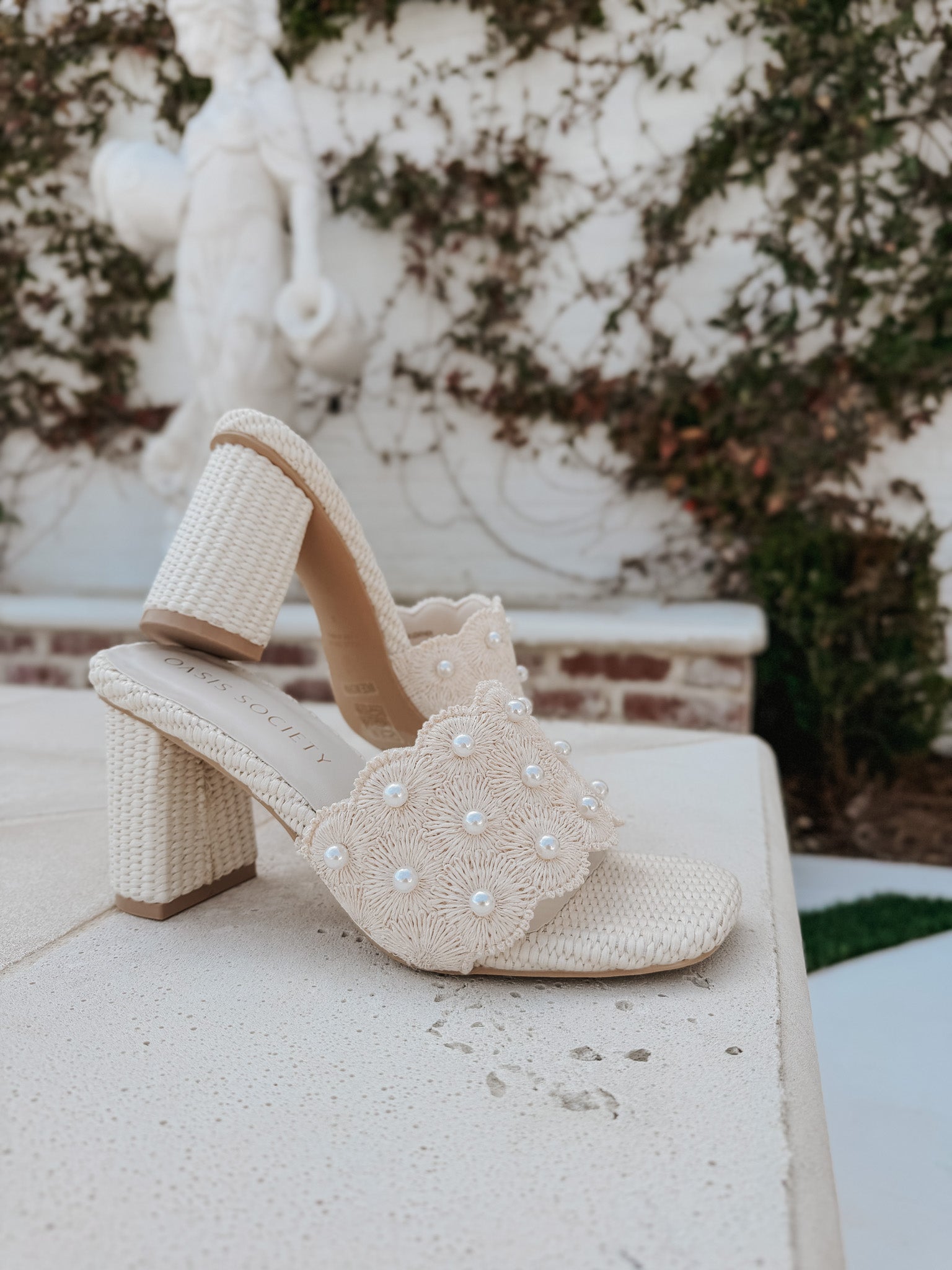The Holland | Ivory Pearl Raffia Block Heel