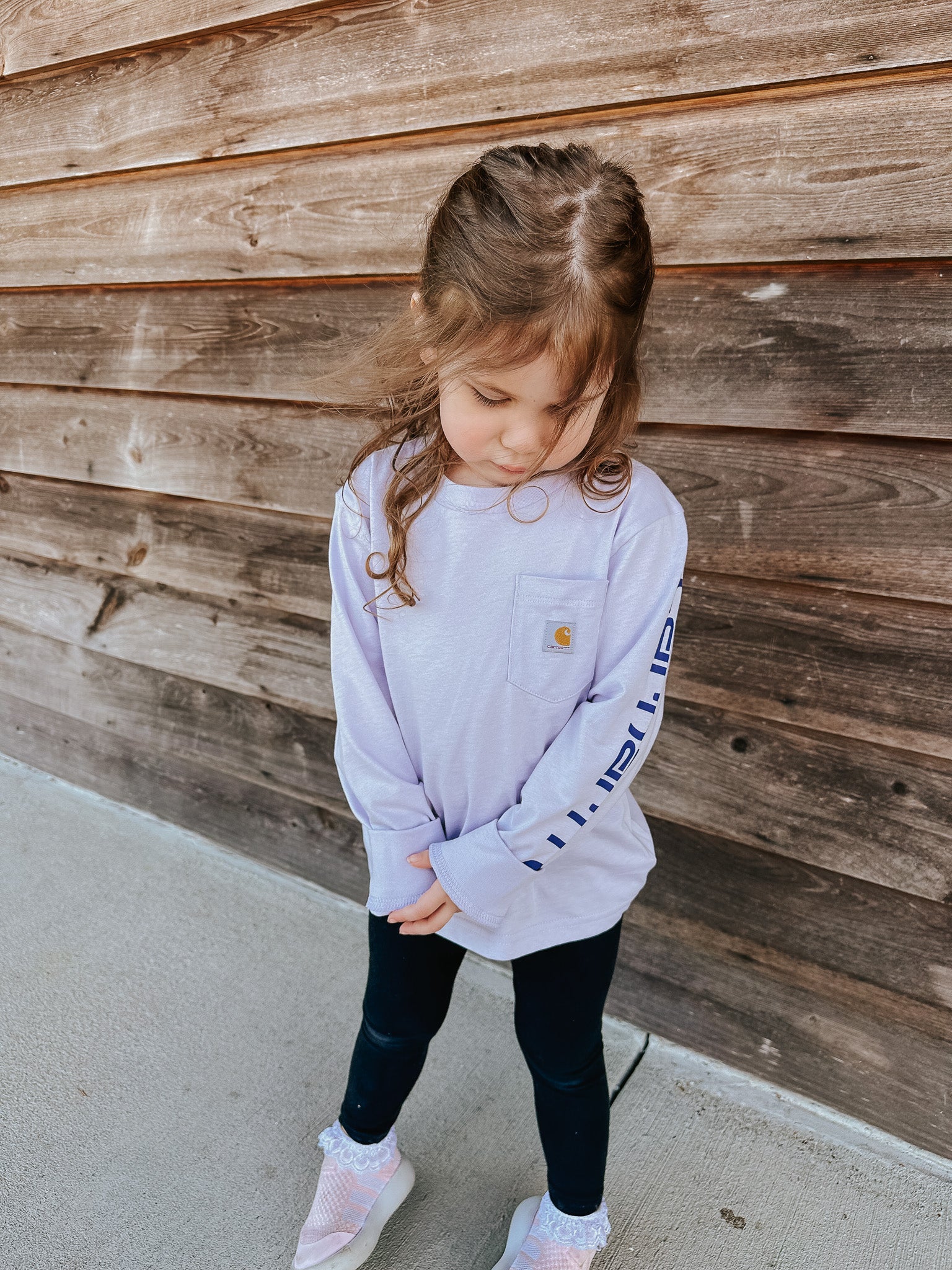 Carhartt Toddler & Kid's Long Sleeve Logo T-Shirt in Purple