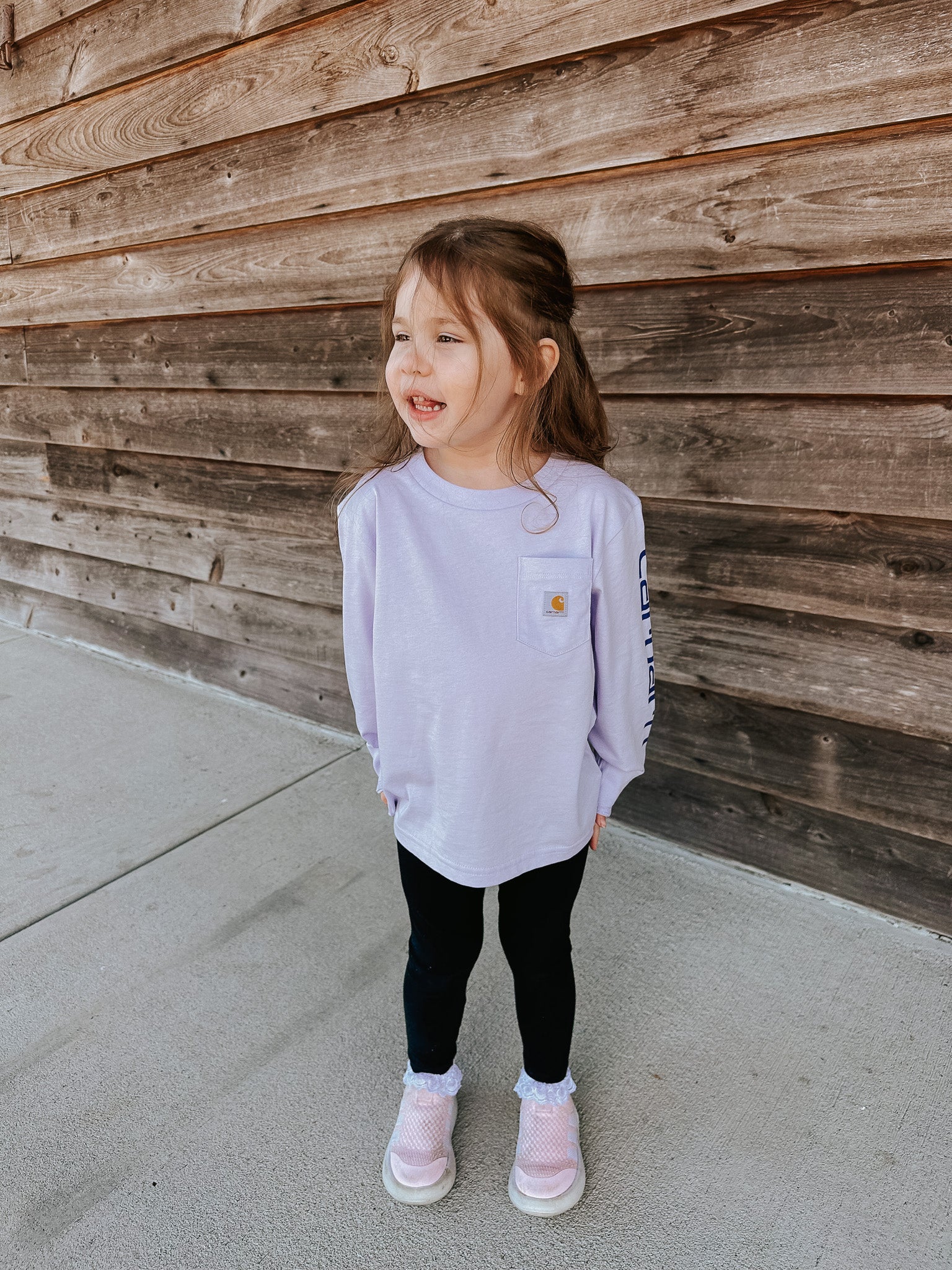 Carhartt Toddler & Kid's Long Sleeve Logo T-Shirt in Purple
