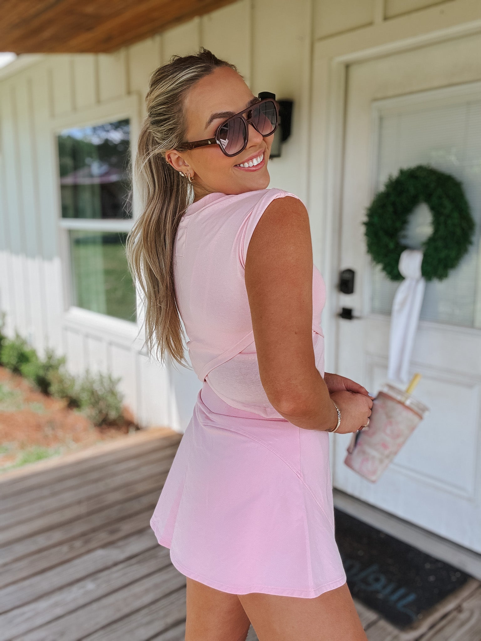 Court Crush Crossover Top in Pink