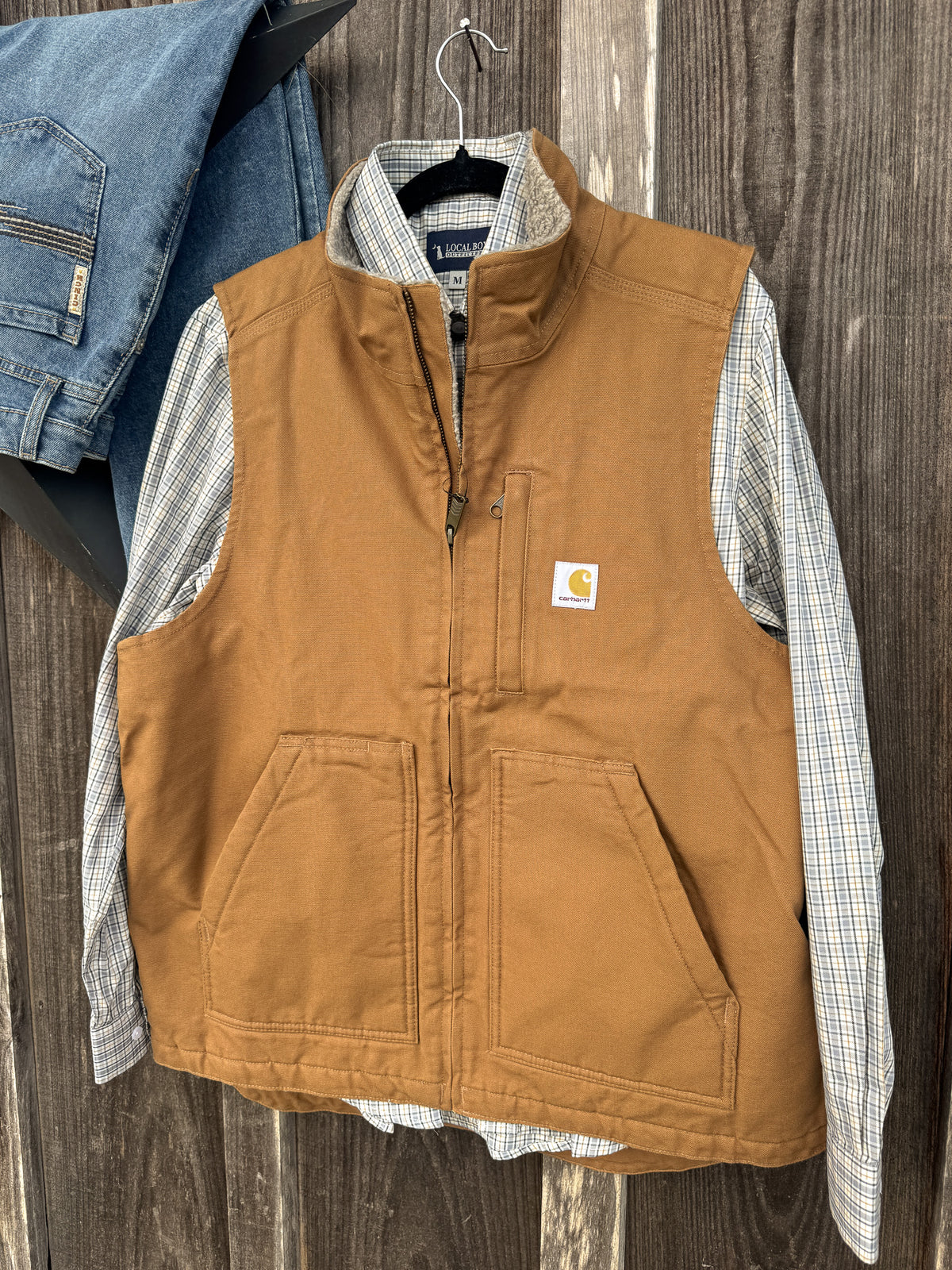 Carhartt | Washed Duck Mock Neck Sherpa Lined Vest - Carhartt Brown