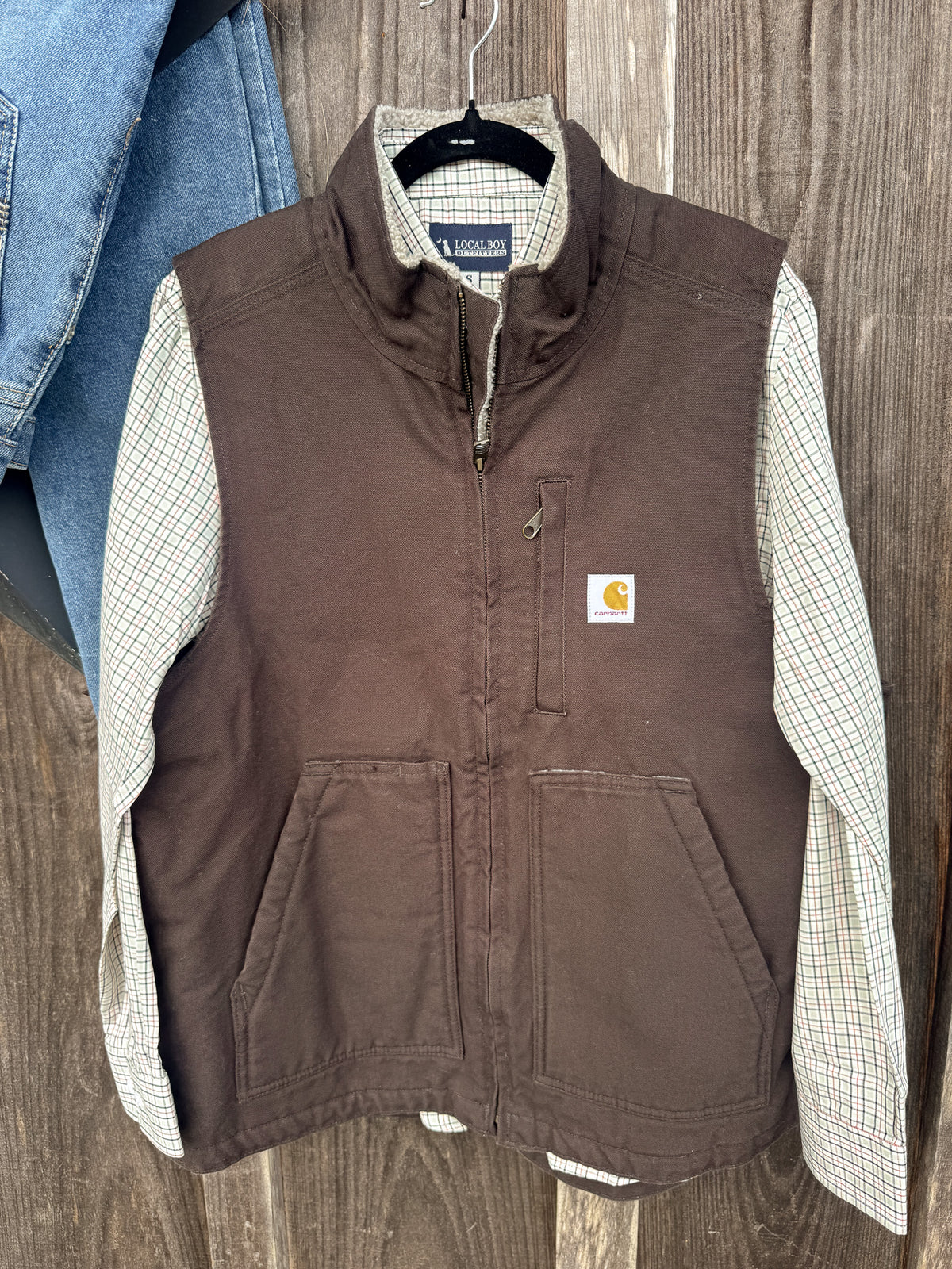 Carhartt | Washed Duck Mock Neck Sherpa Lined Vest - Dark Brown