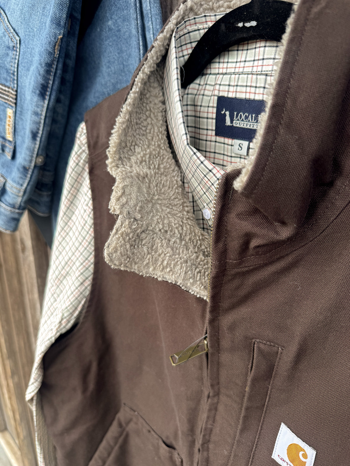 Carhartt | Washed Duck Mock Neck Sherpa Lined Vest - Dark Brown