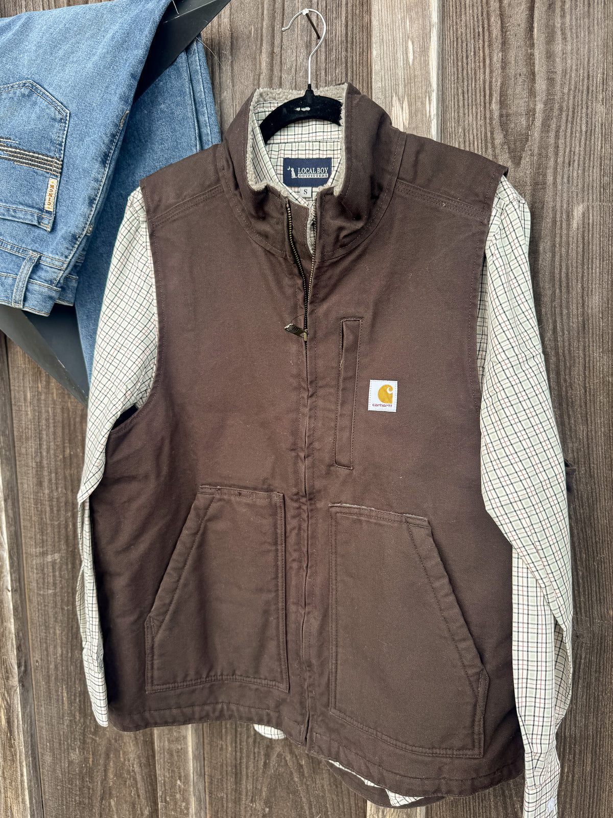 Carhartt | Washed Duck Mock Neck Sherpa Lined Vest - Dark Brown