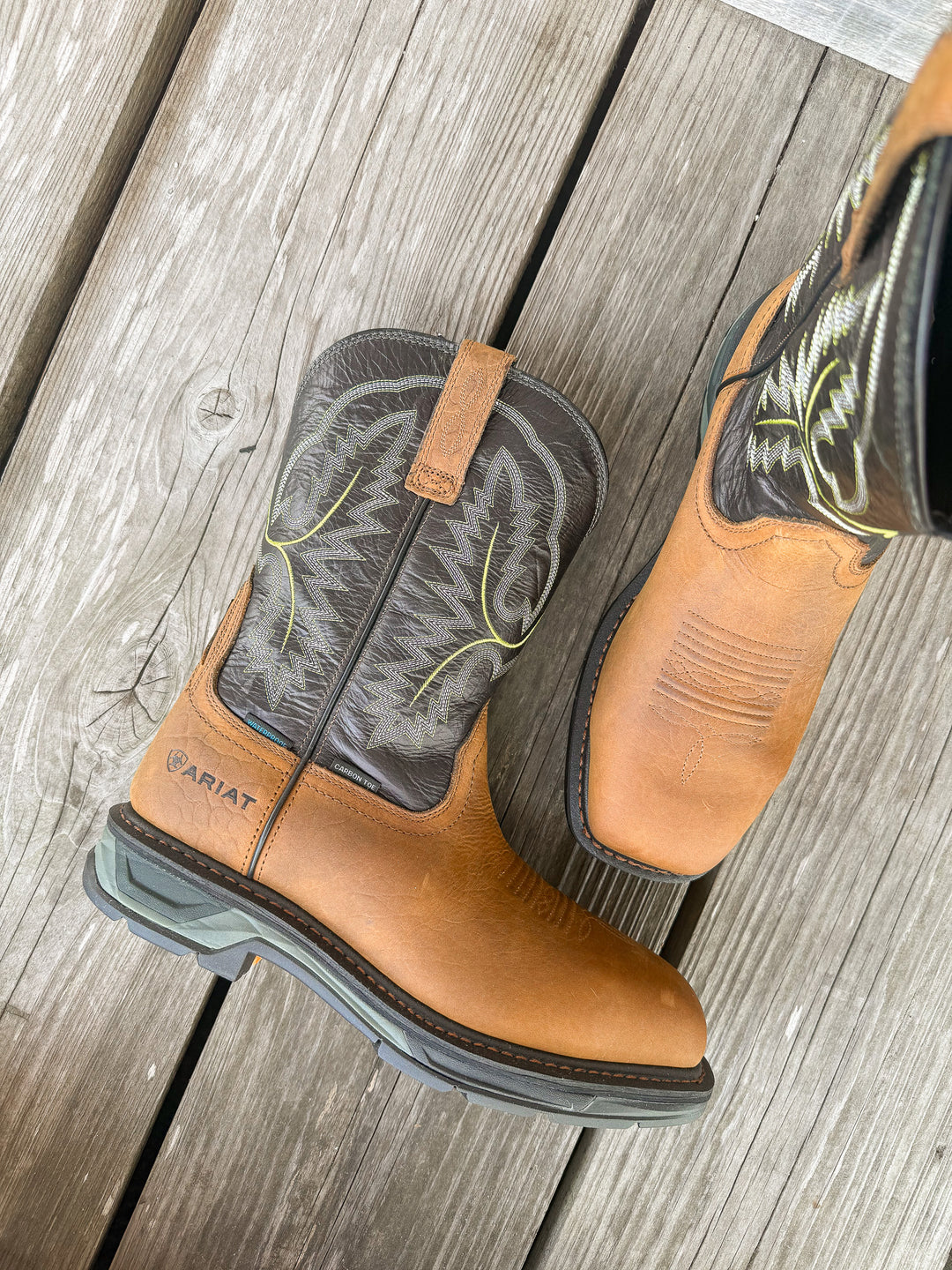 ARIAT Workhog Stivali Da Lavoro Impermeabili Uomo - Zip Laterale, Pelle Pieno Fiore, Puntale In Carbonio - Tecnologia ATS Max, Antifatica