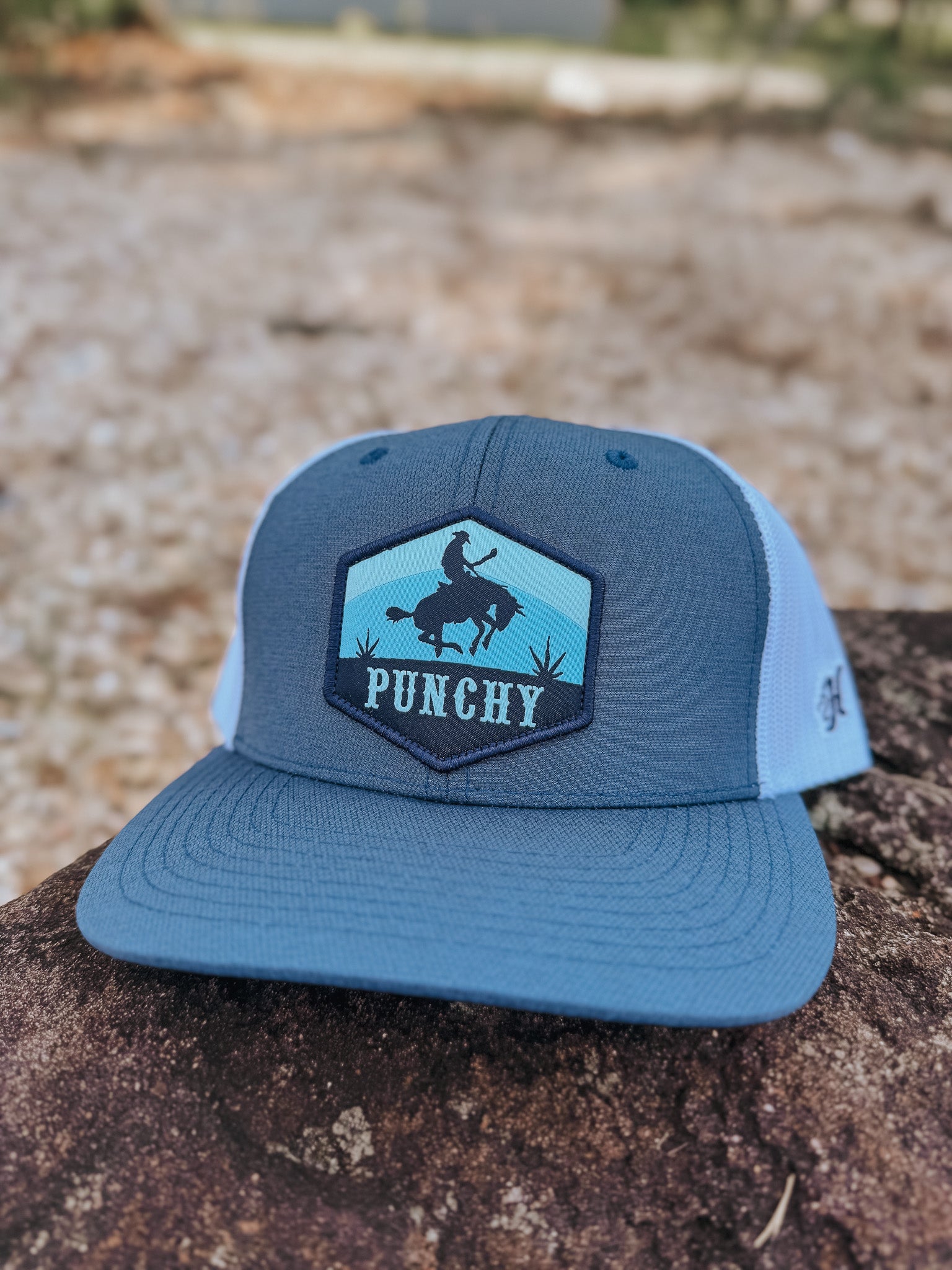 Hooey "Ranchero" Punchy Hat Blue/White w/Black & Blue Patch