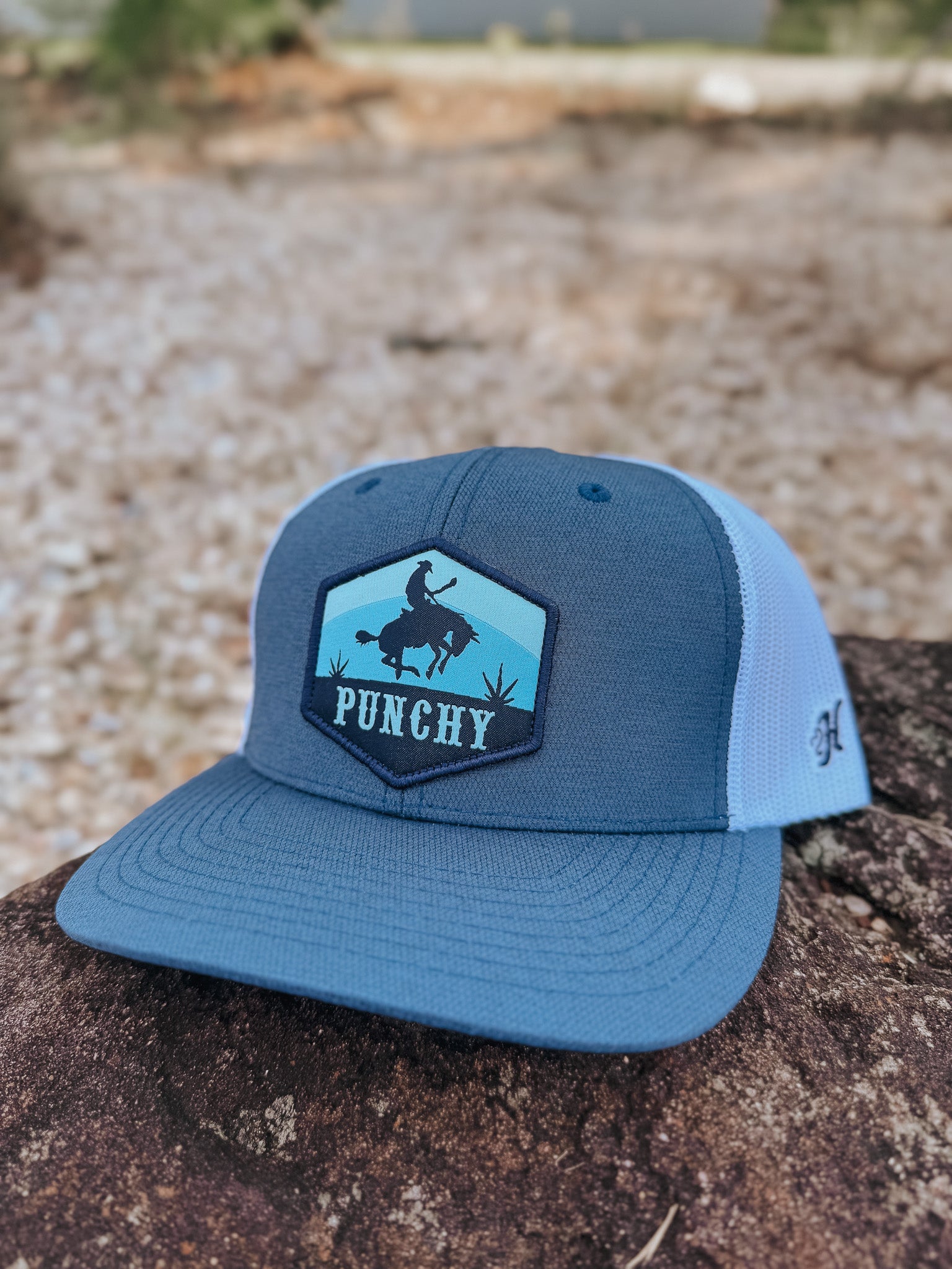 Hooey "Ranchero" Punchy Hat Blue/White w/Black & Blue Patch
