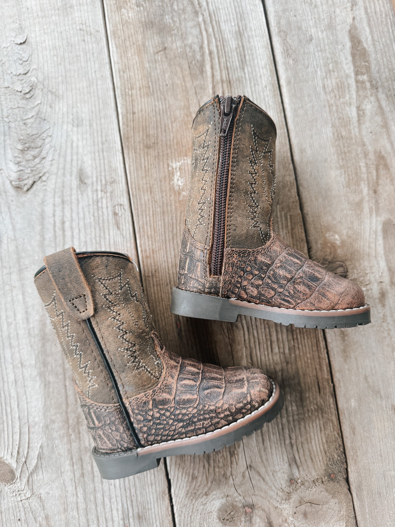 Little Kid's Smoky Mountain Brown Gator Boot