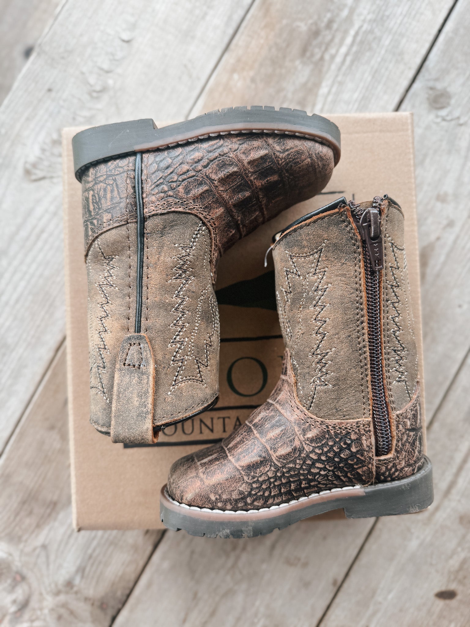 Little Kid's Smoky Mountain Brown Gator Boot