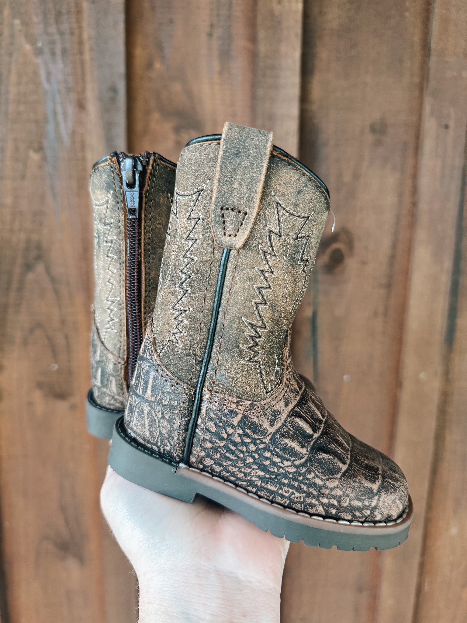 Little Kid's Smoky Mountain Brown Gator Boot