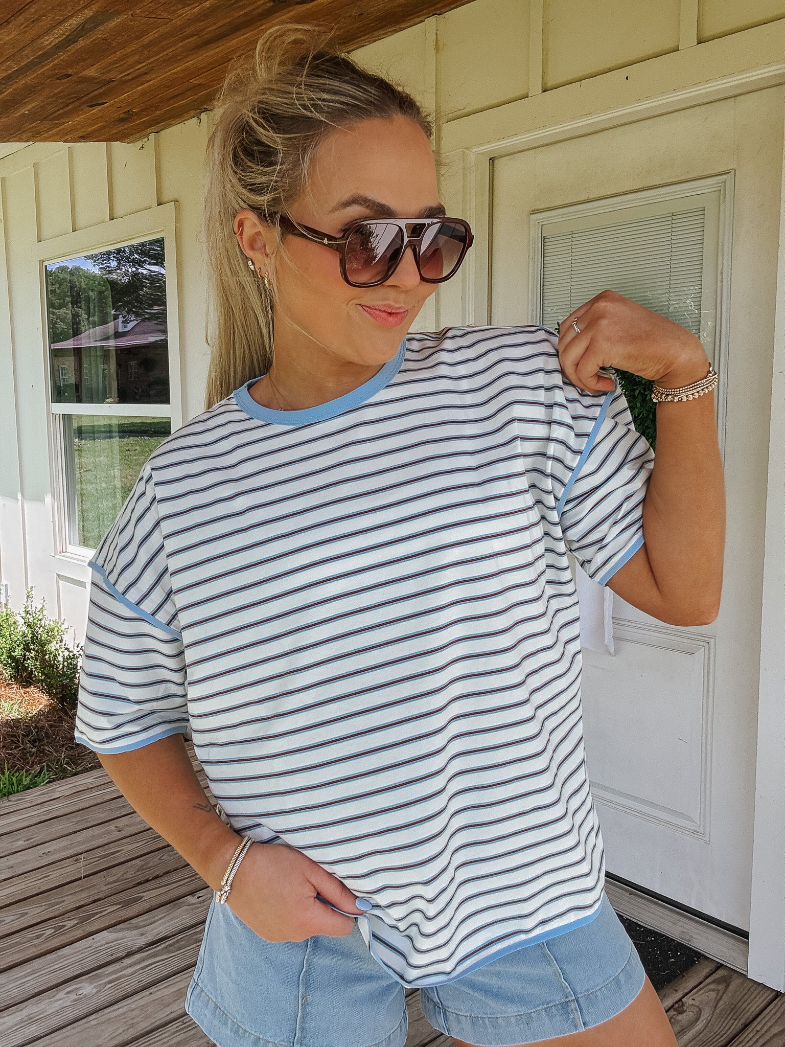 Sweet Summertime Blues Stripe Tee