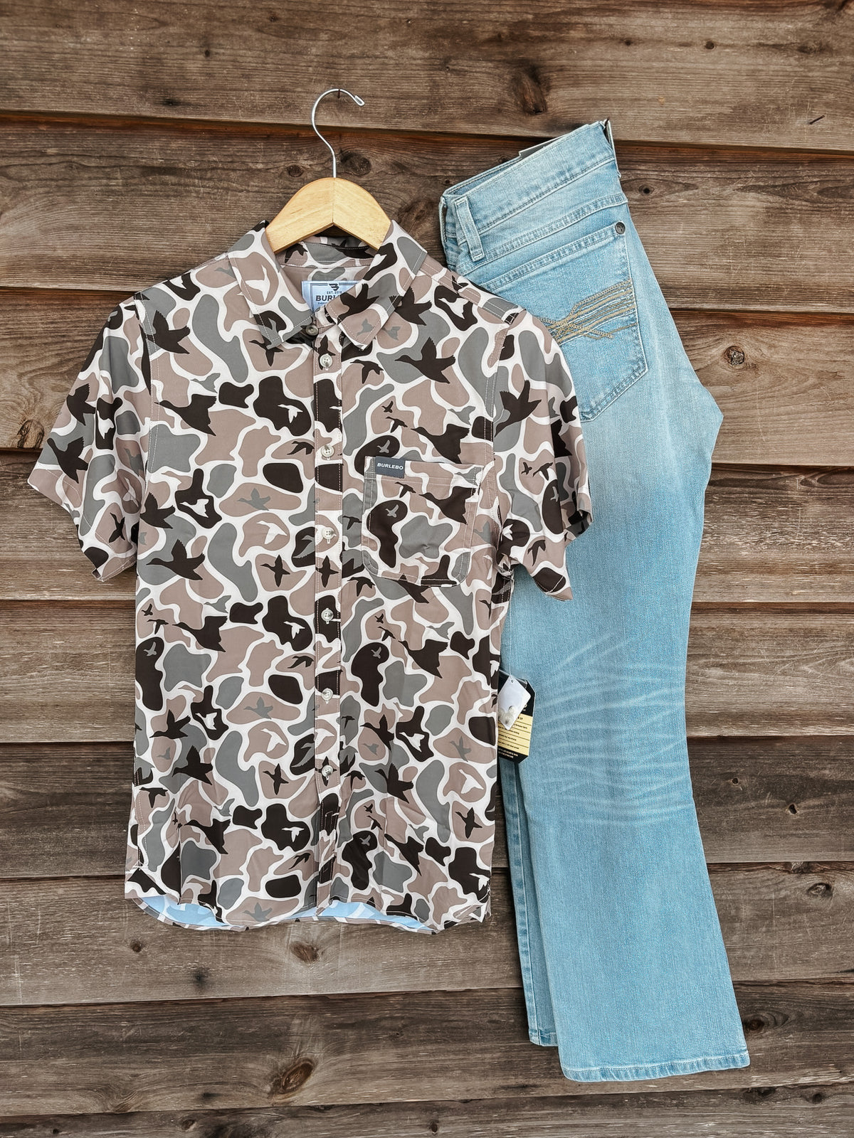 Men's Burlebo Performance Button Up - Mallard Mayhem Camo