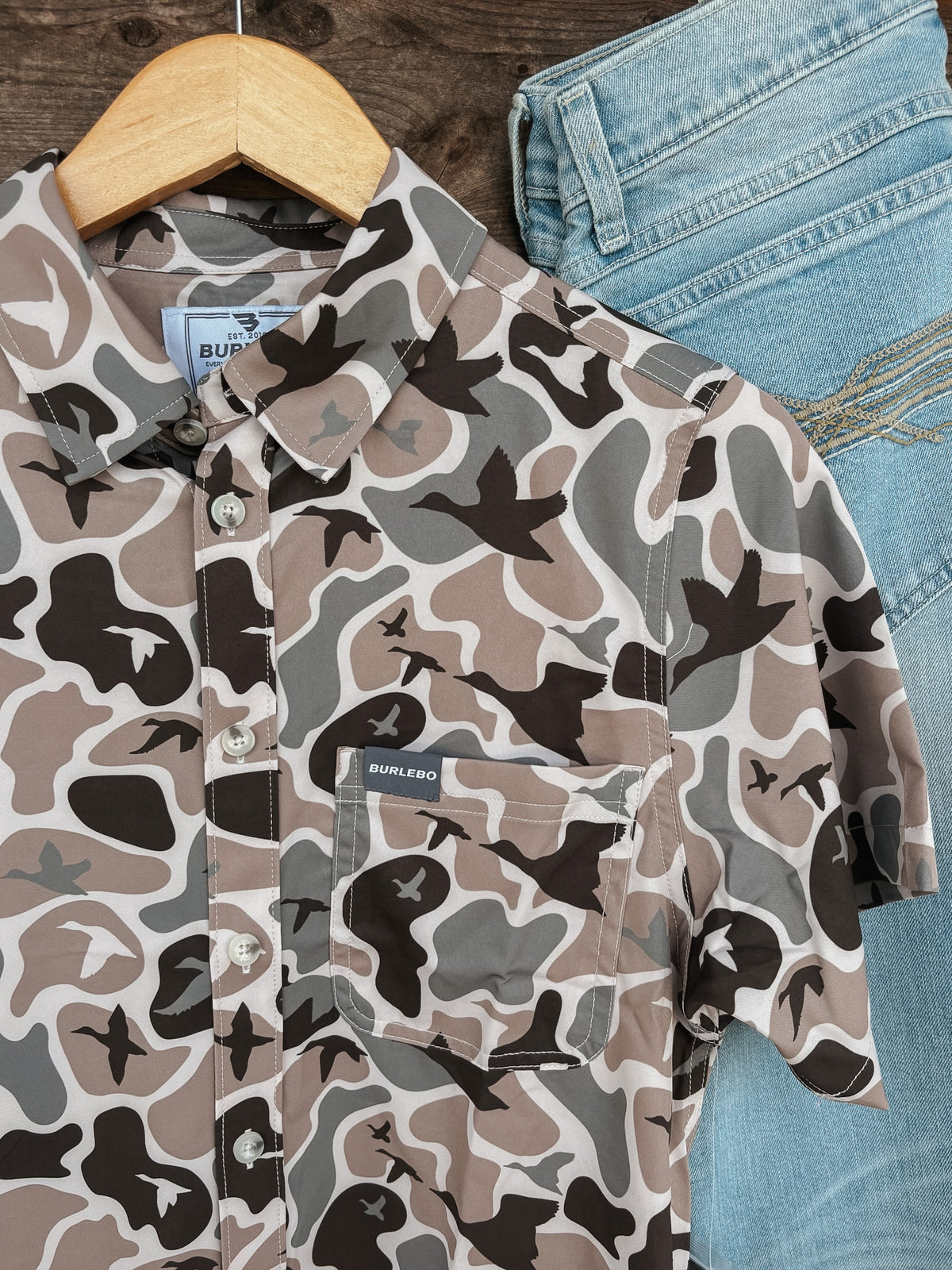 Burlebo | Men's Performance Button Up - Mallard Mayhem Camo