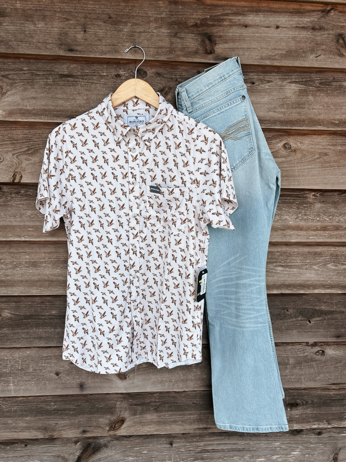 Men's Burlebo Performance Button Up - Mallards Flying In
