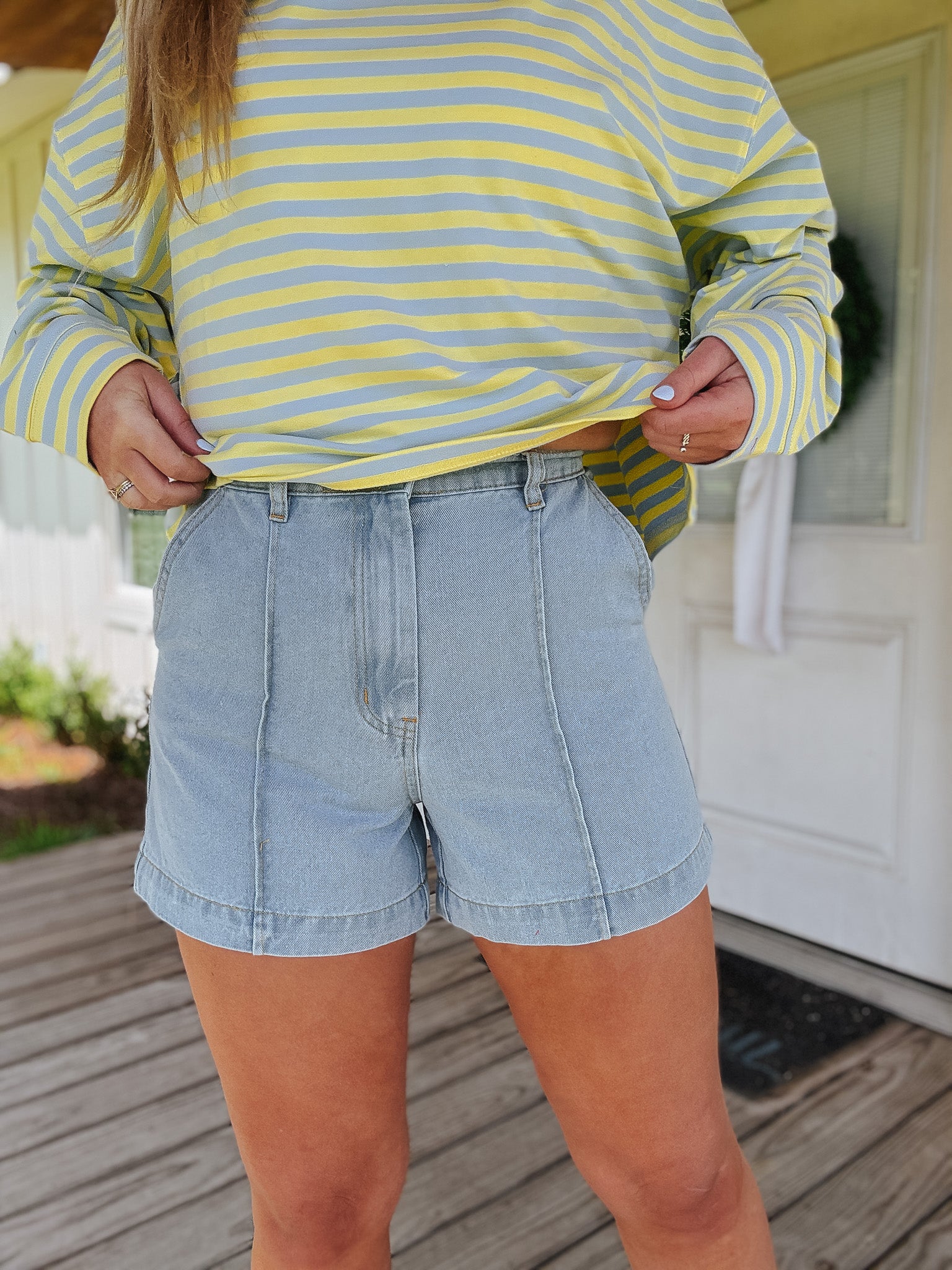 Denim Seam High Rise Shorts