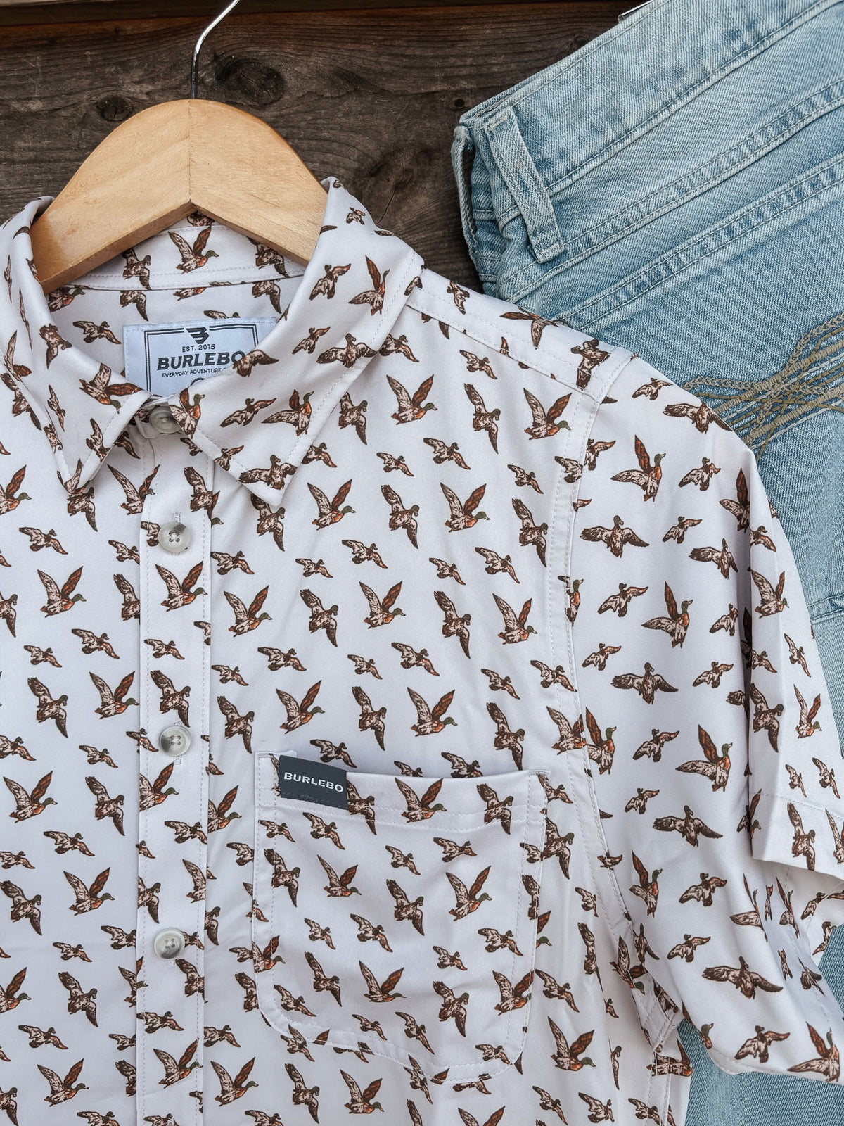 Burlebo | Men's Performance Button Up - Mallards Flying In