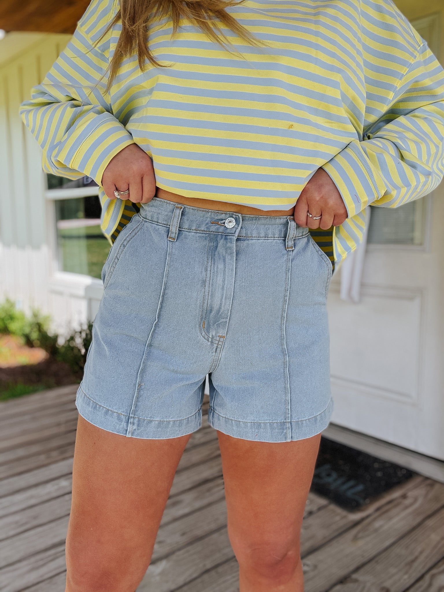Denim Seam High Rise Shorts
