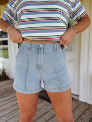 Denim Seam High Rise Shorts