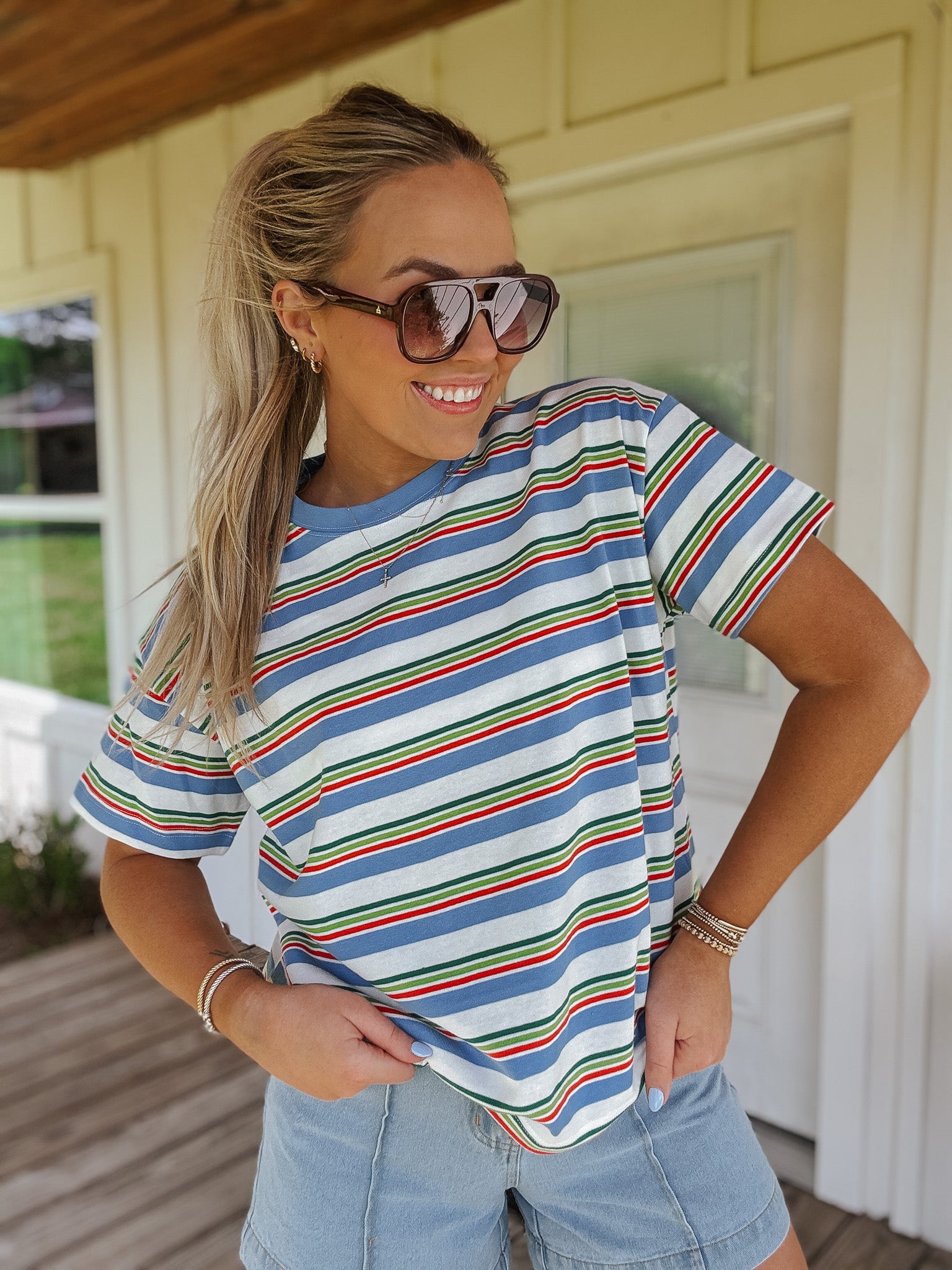 Summertime Blues Stripe Tee