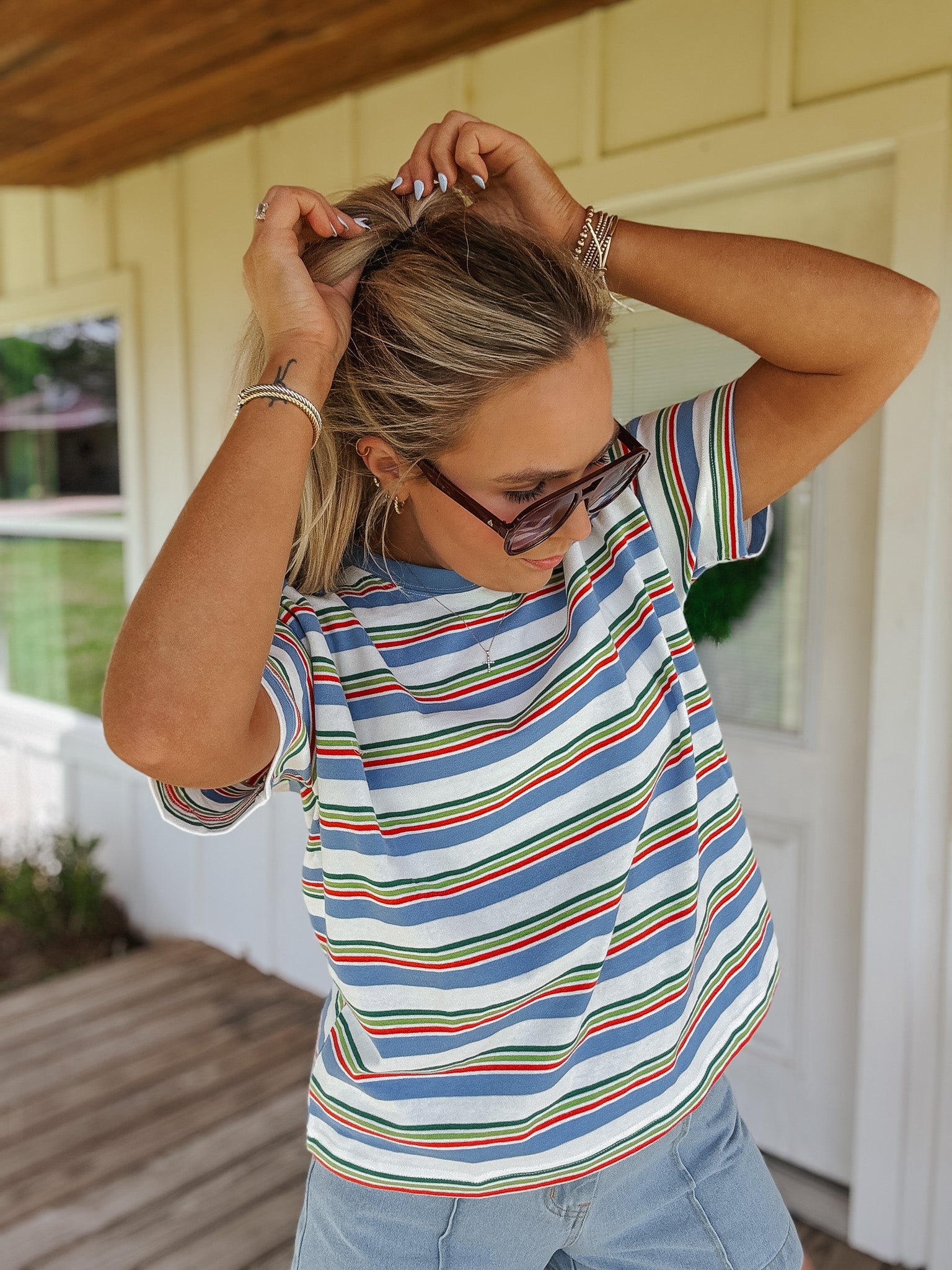 Summertime Blues Stripe Tee